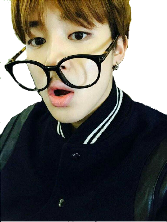 Jimin Mwenye Mshangao Akiwa na Miwani Picha ya Ukuta