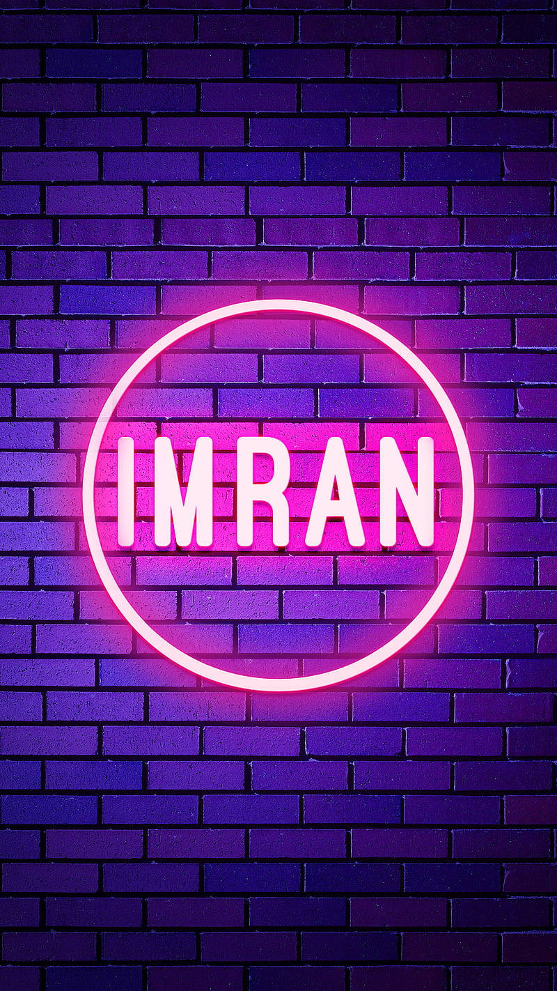 Jina la Imran la Neon Inayong'aa Picha ya Ukuta