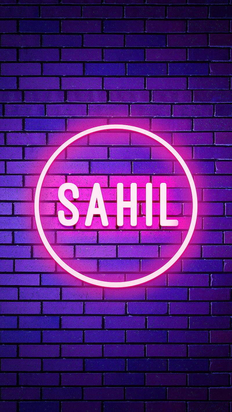 Jina la Sahil la Neon Inang'aa Picha ya Ukuta