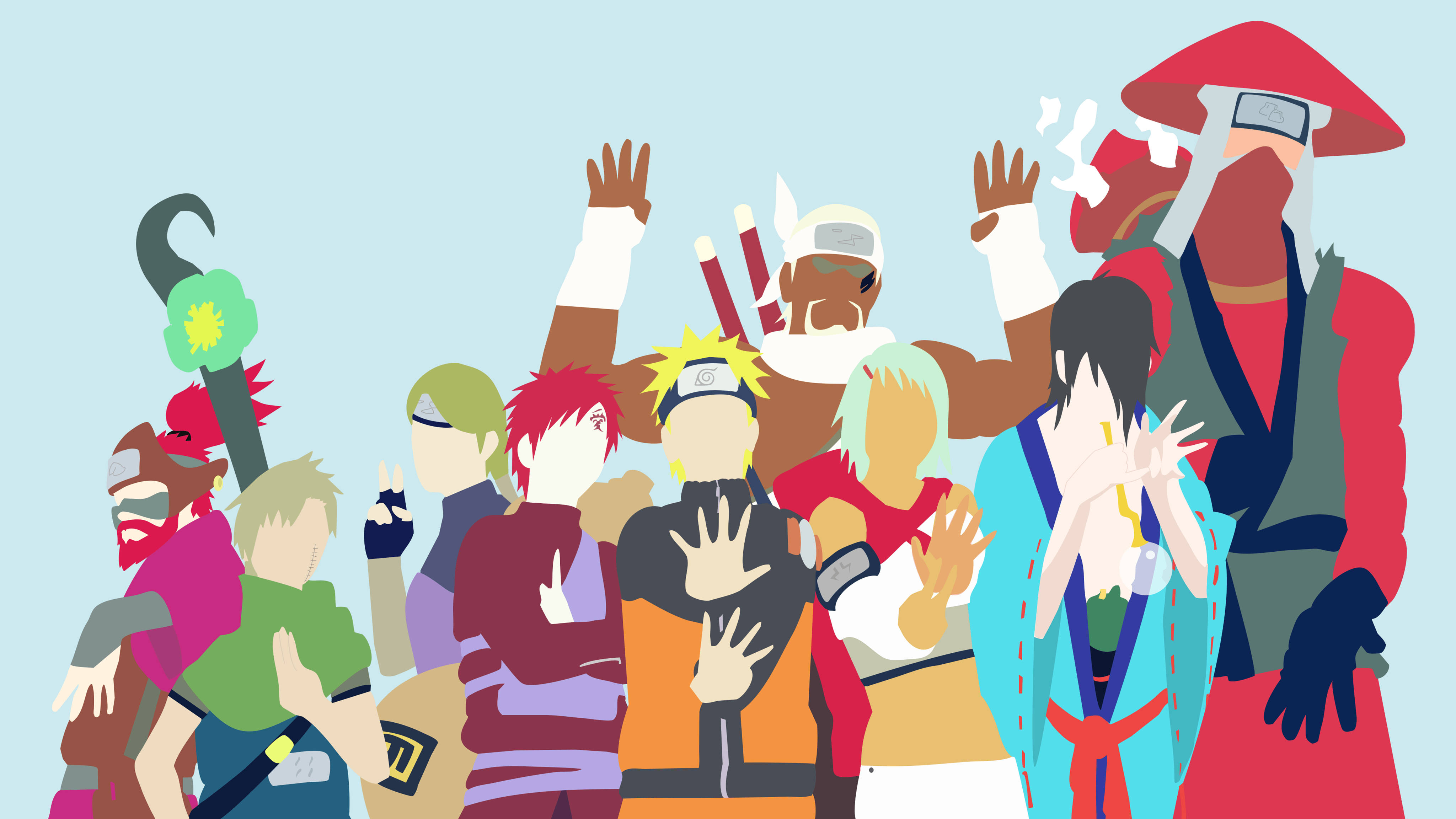 Jinchurikis wa Naruto 4K kwa Mtindo Rahisi Picha ya Ukuta