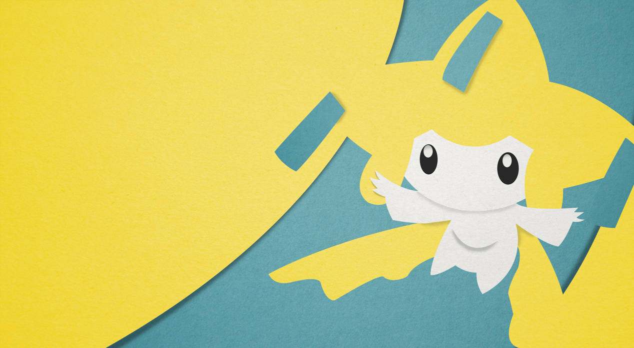 Jirachi wa Pokémon Mwenye Mtindo Rahisi wa Bluu na Njano Picha ya Ukuta