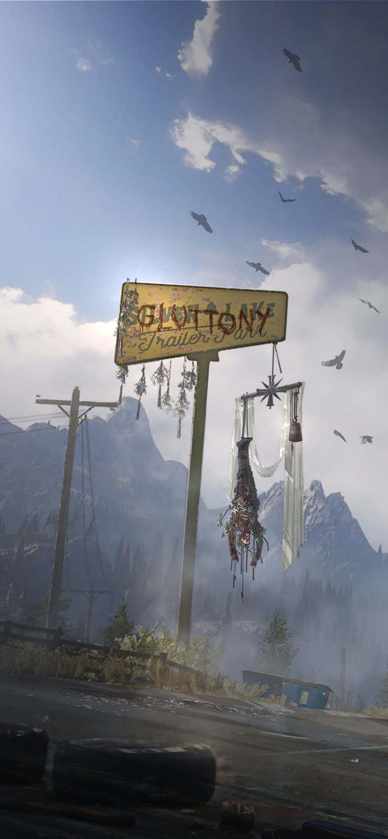 Jisajili katika dunia ya safari na iPhone Xs Max na Far Cry 5. Picha ya Ukuta