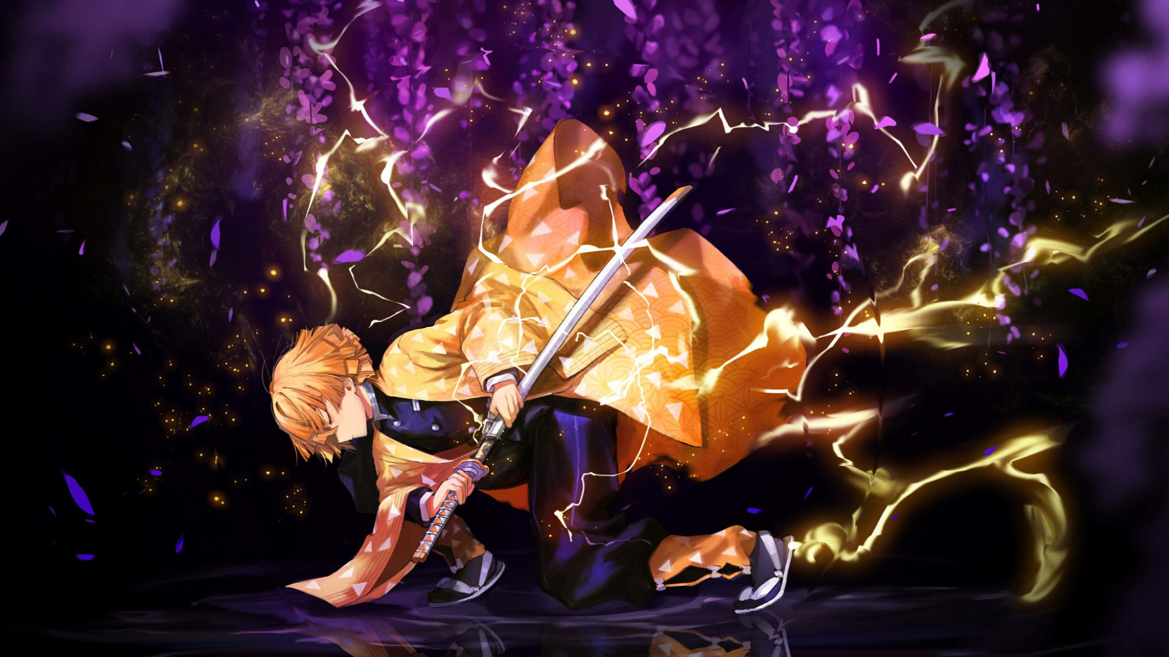 Jitumbukize katika ulimwengu wa Demon Slayer kwa picha hizi nzuri za 4K. Picha ya Ukuta