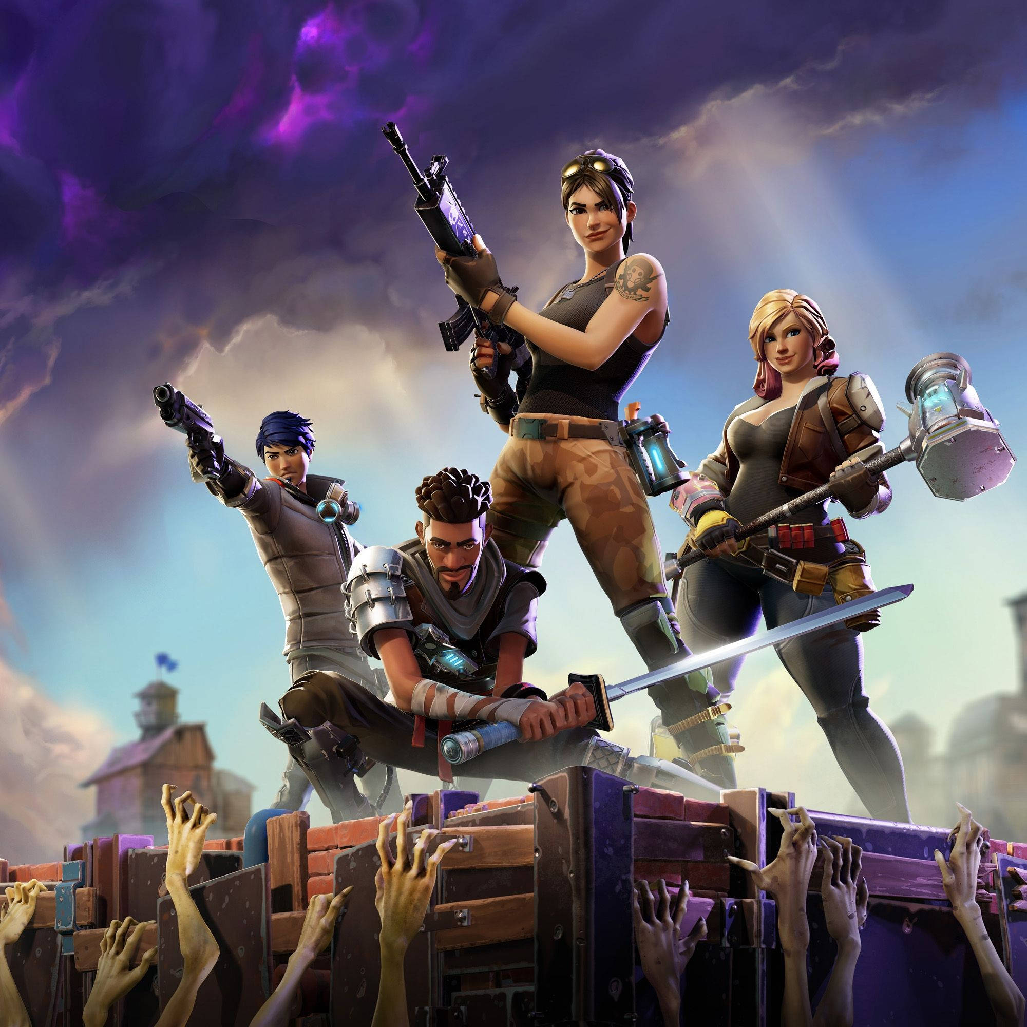 Jiunge na manusura wanne katika uwanja wa vita wa Fortnite! Picha ya Ukuta