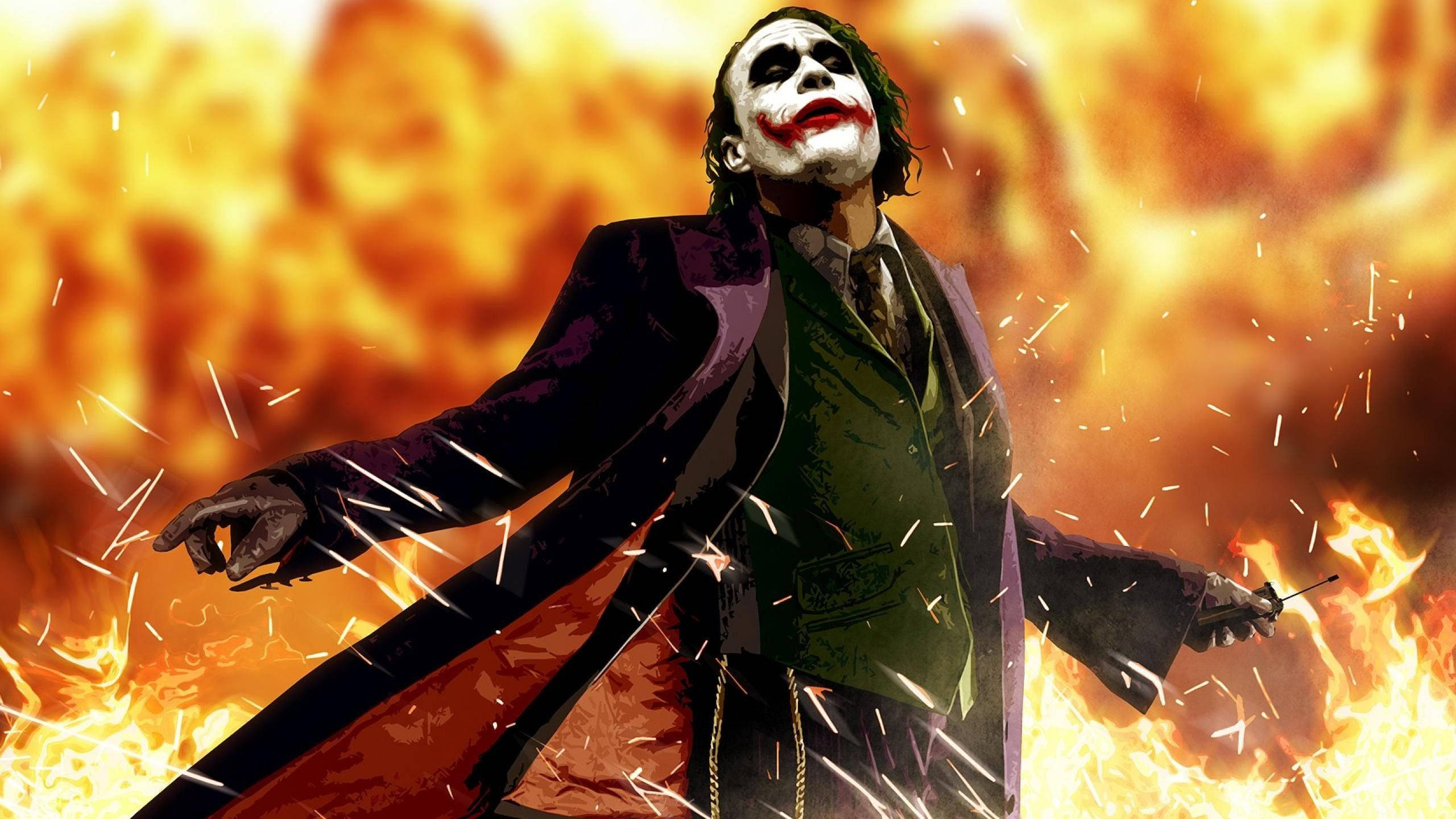 Joker Akiwa Moto Picha ya Ukuta