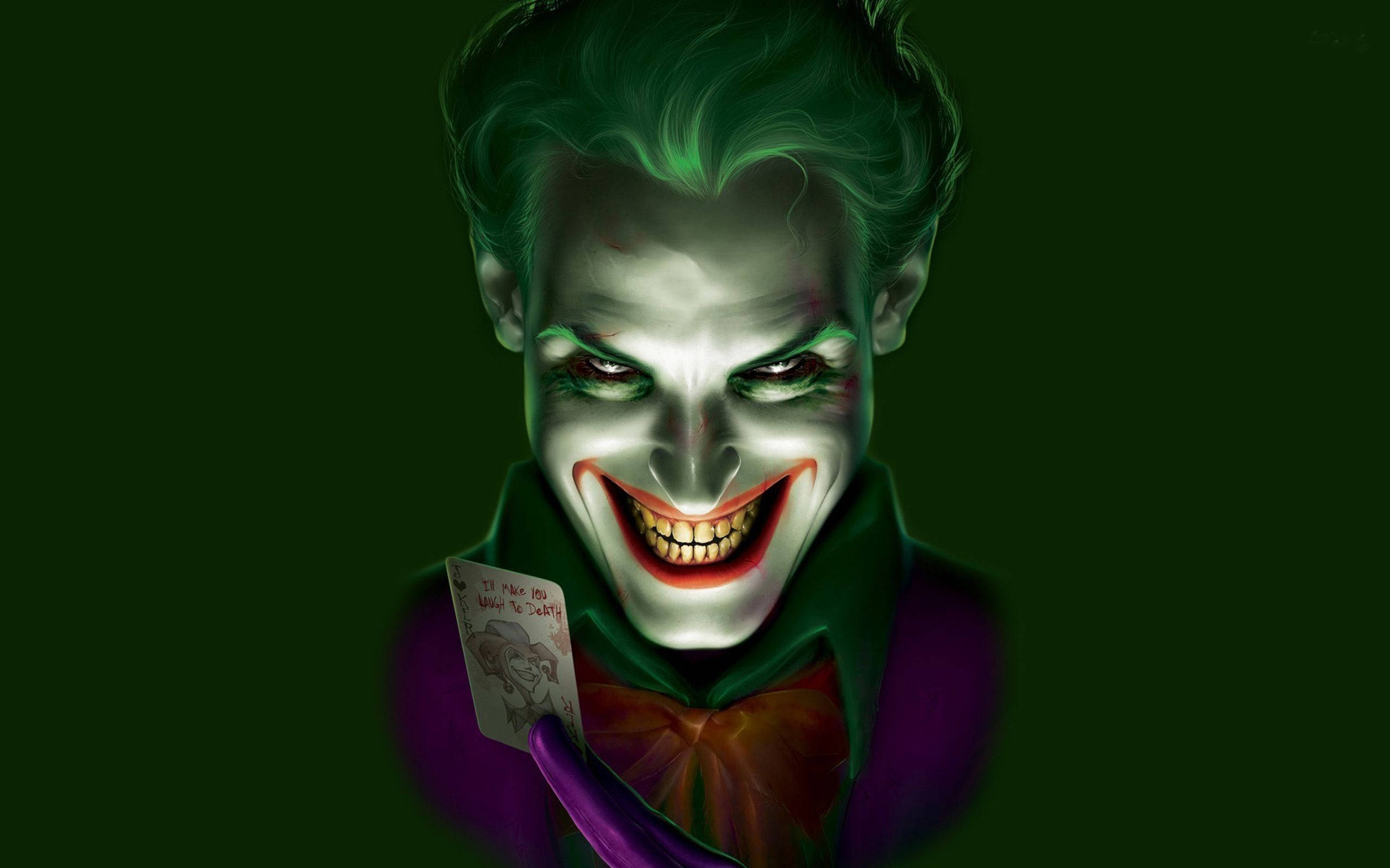 Joker Anayetabasamu Akiwa na Nywele za Kijani Picha ya Ukuta