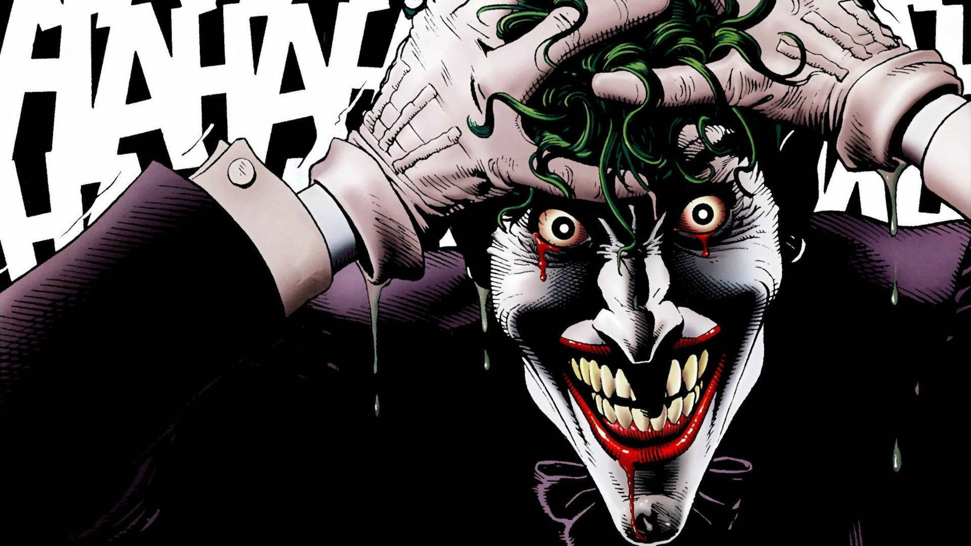 Joker Mwendawazimu Akiwa na Uso Unaovuja Damu Picha ya Ukuta