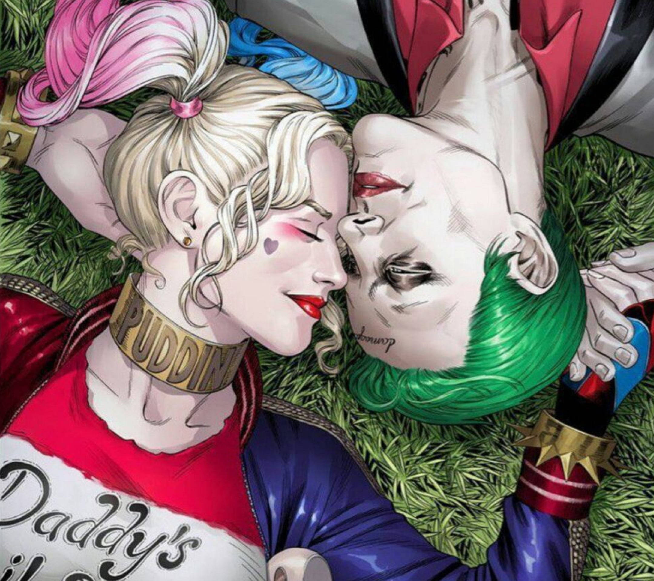 Joker na Harley Quinn Wakichwa Chini Picha ya Ukuta