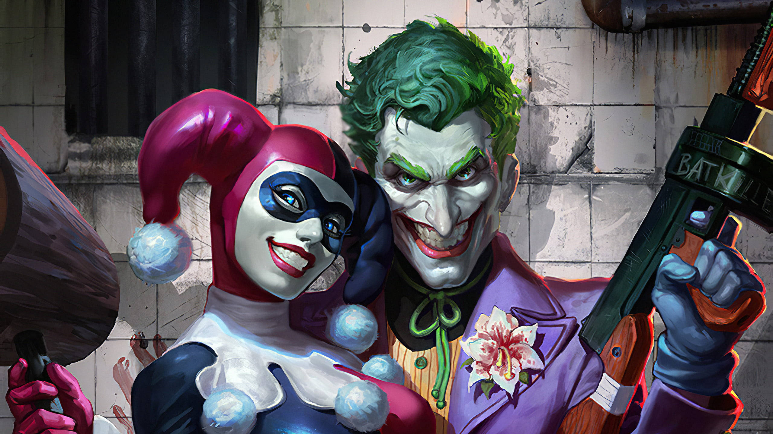 Joker Na Harley Quinn Wenye Silaha Picha ya Ukuta