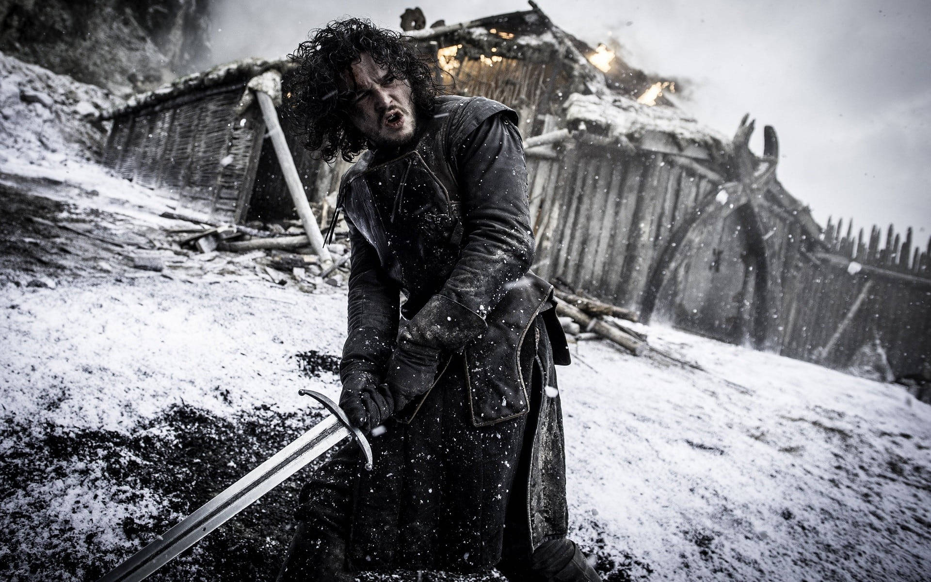 Jon Snow Akipambana Game of Thrones Picha ya Ukuta