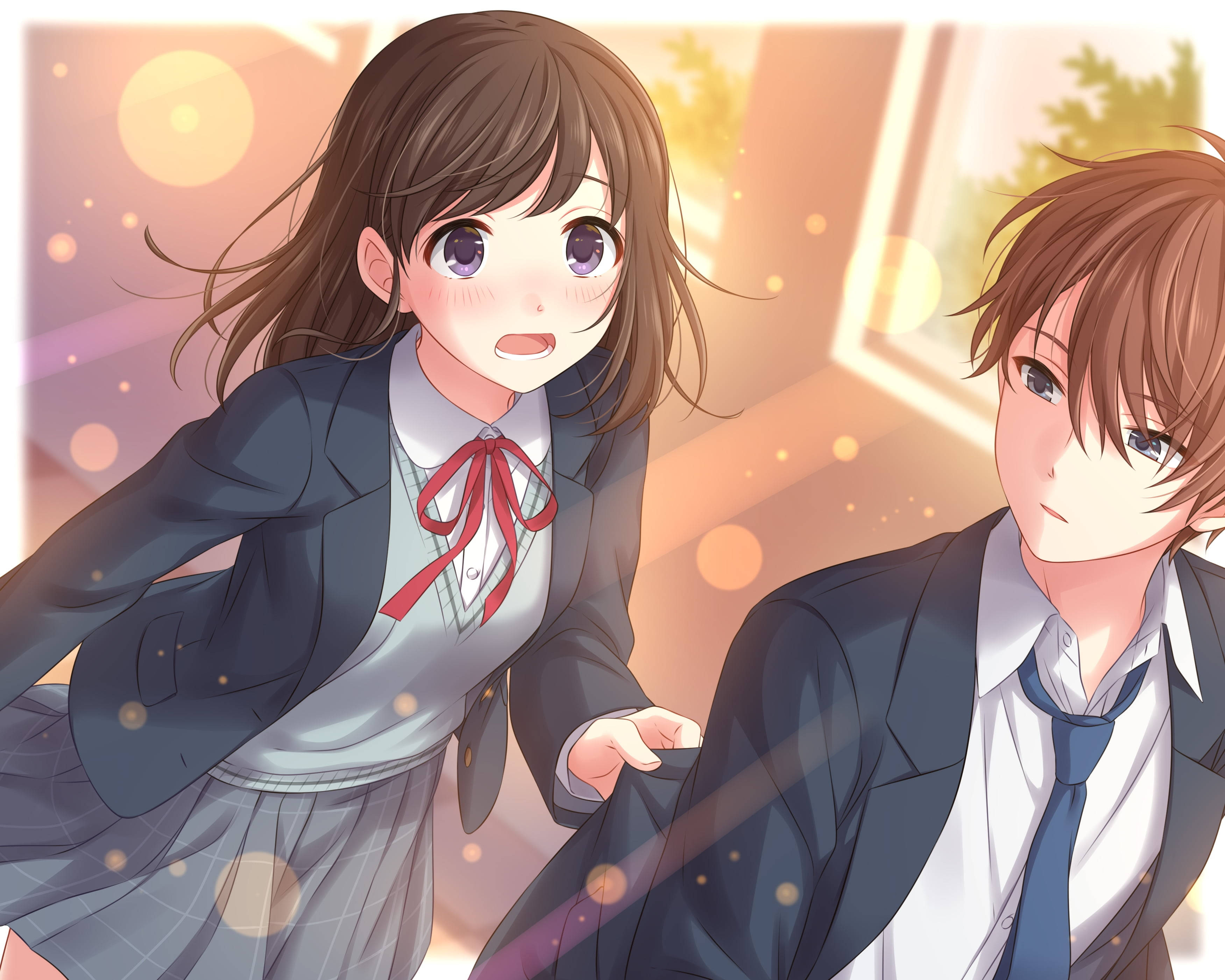Jozi la Shule za Upili la Anime la Kupendeza Picha ya Ukuta