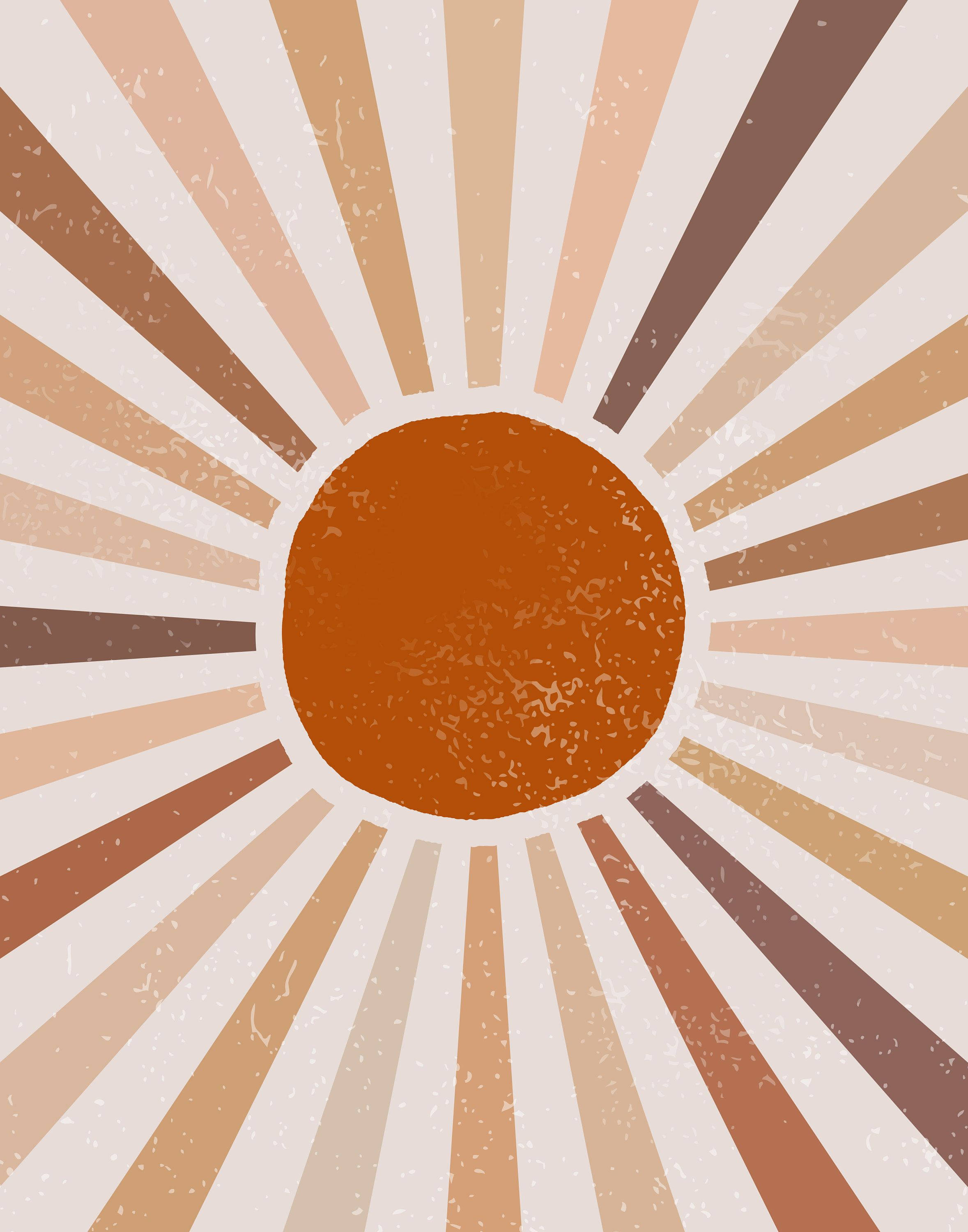 Jua la Boho Aesthetic lenye Rangi za Neutral Picha ya Ukuta