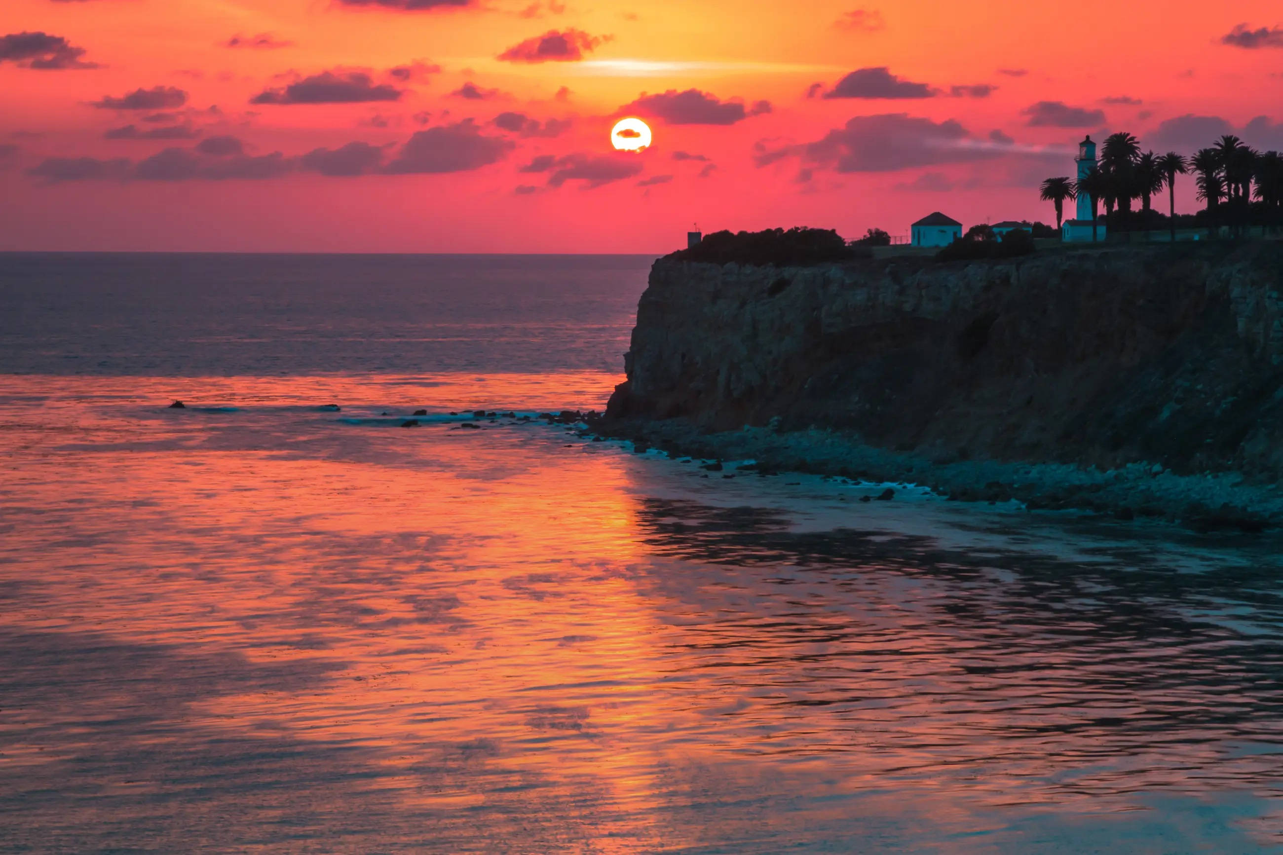 Jua la Terranea Bluff Los Angeles Linapozama Picha ya Ukuta