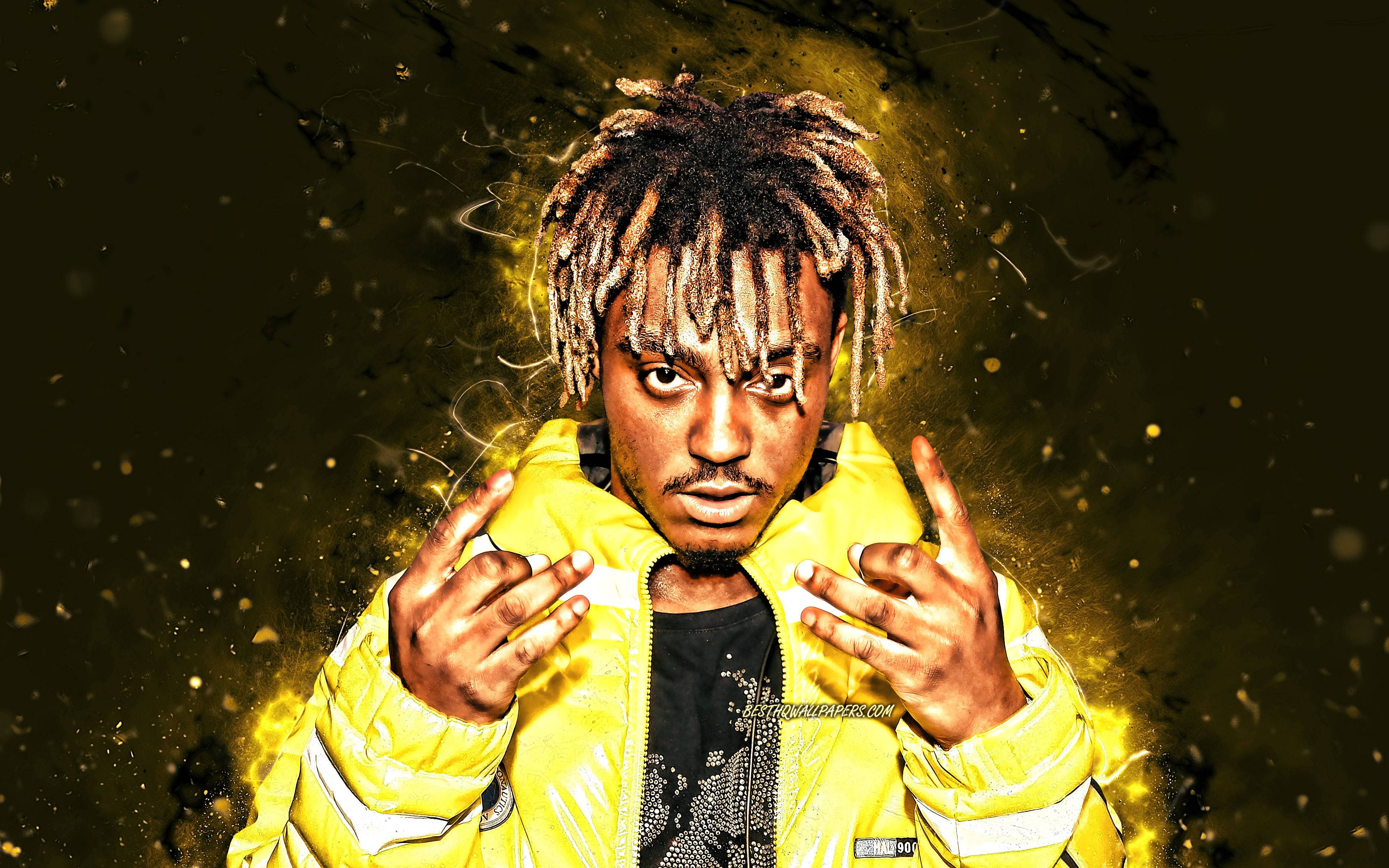 Juice Wrld Fan Hariri wa Njano 4K Picha ya Ukuta