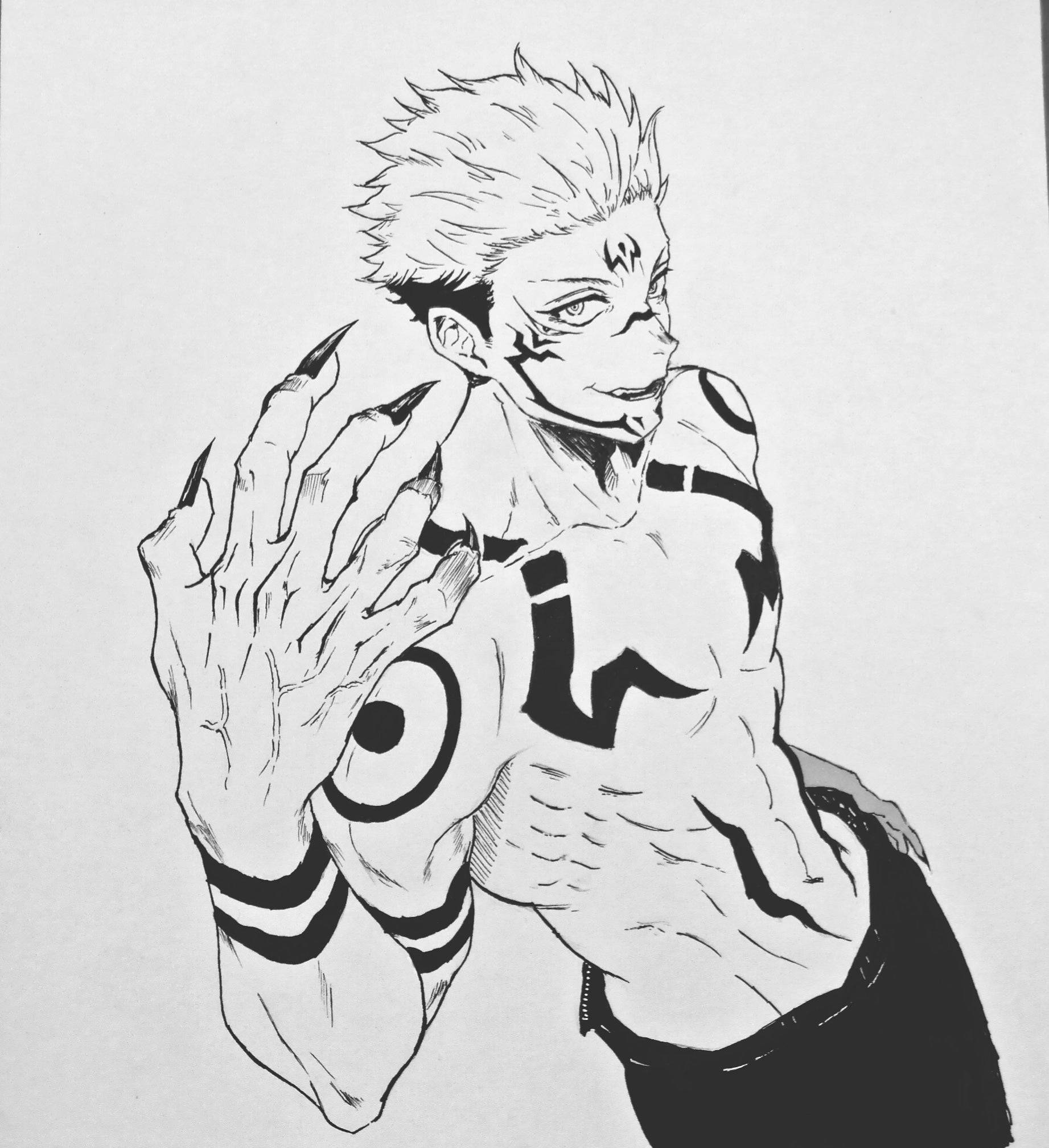 Jujutsu Kaisen Sukuna Mchoro wa Anime Picha ya Ukuta