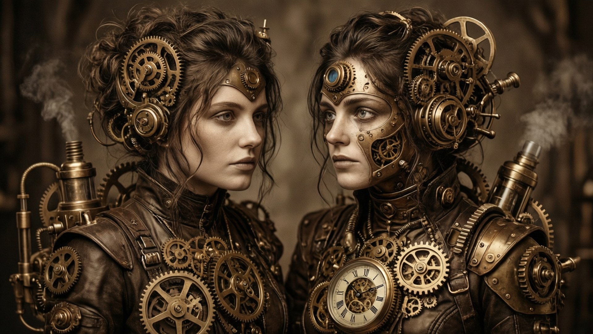 Jumeau za Steampunk Gemini Picha ya Ukuta