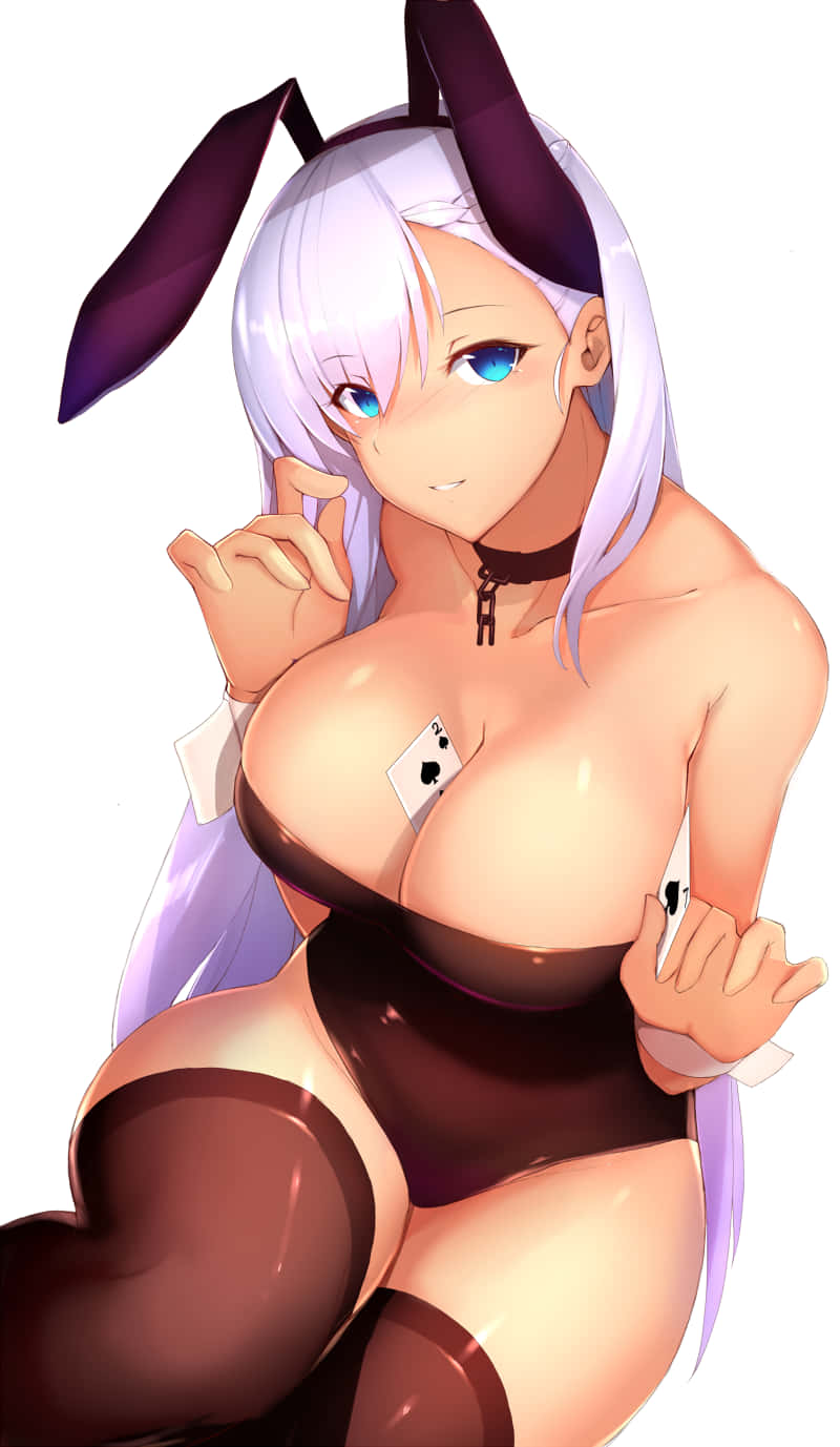 Kadi ya Msichana Mrembo wa Anime Mwenye Masikio ya Sungura Picha ya Ukuta