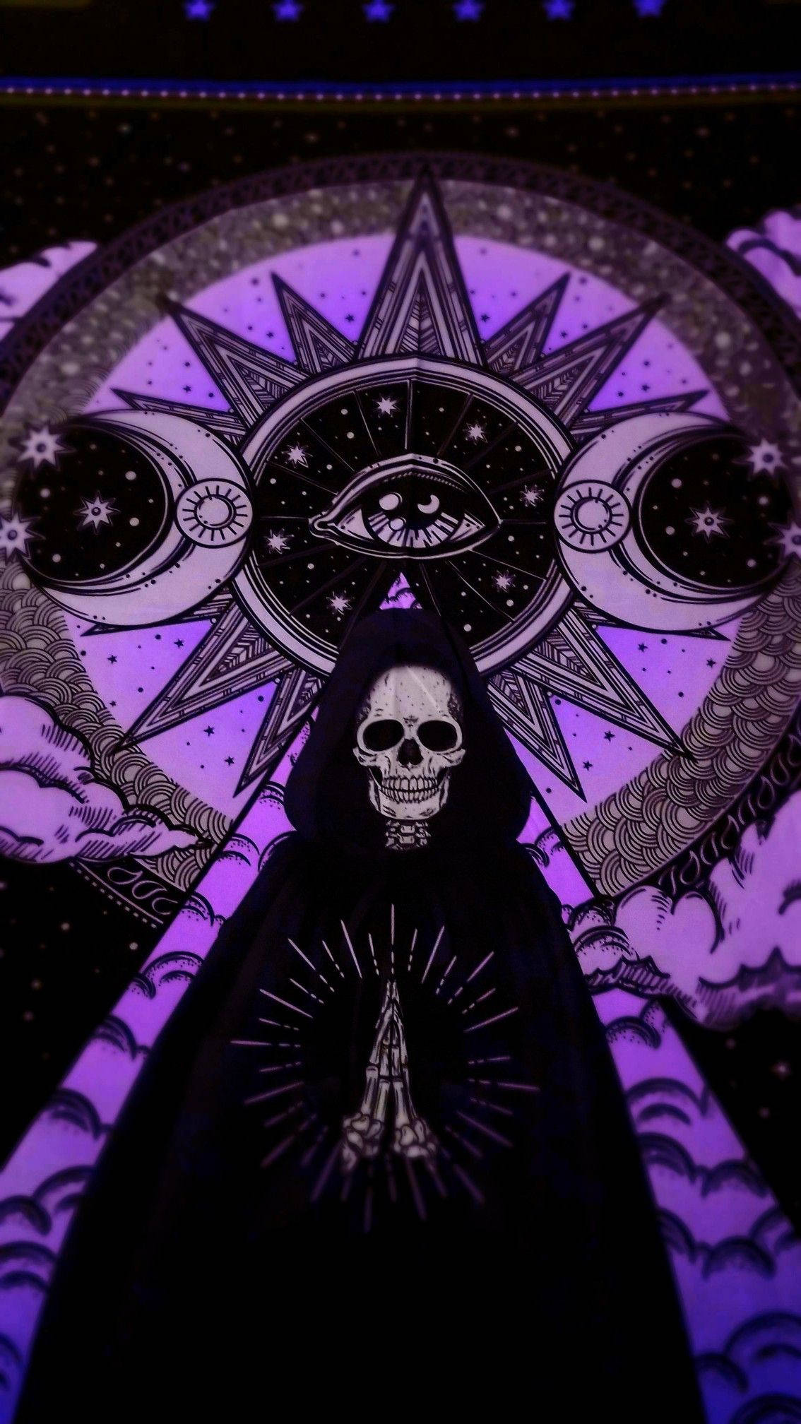 Kadi ya Tarot ya Mifupa ya Aesthetic ya Goth Picha ya Ukuta