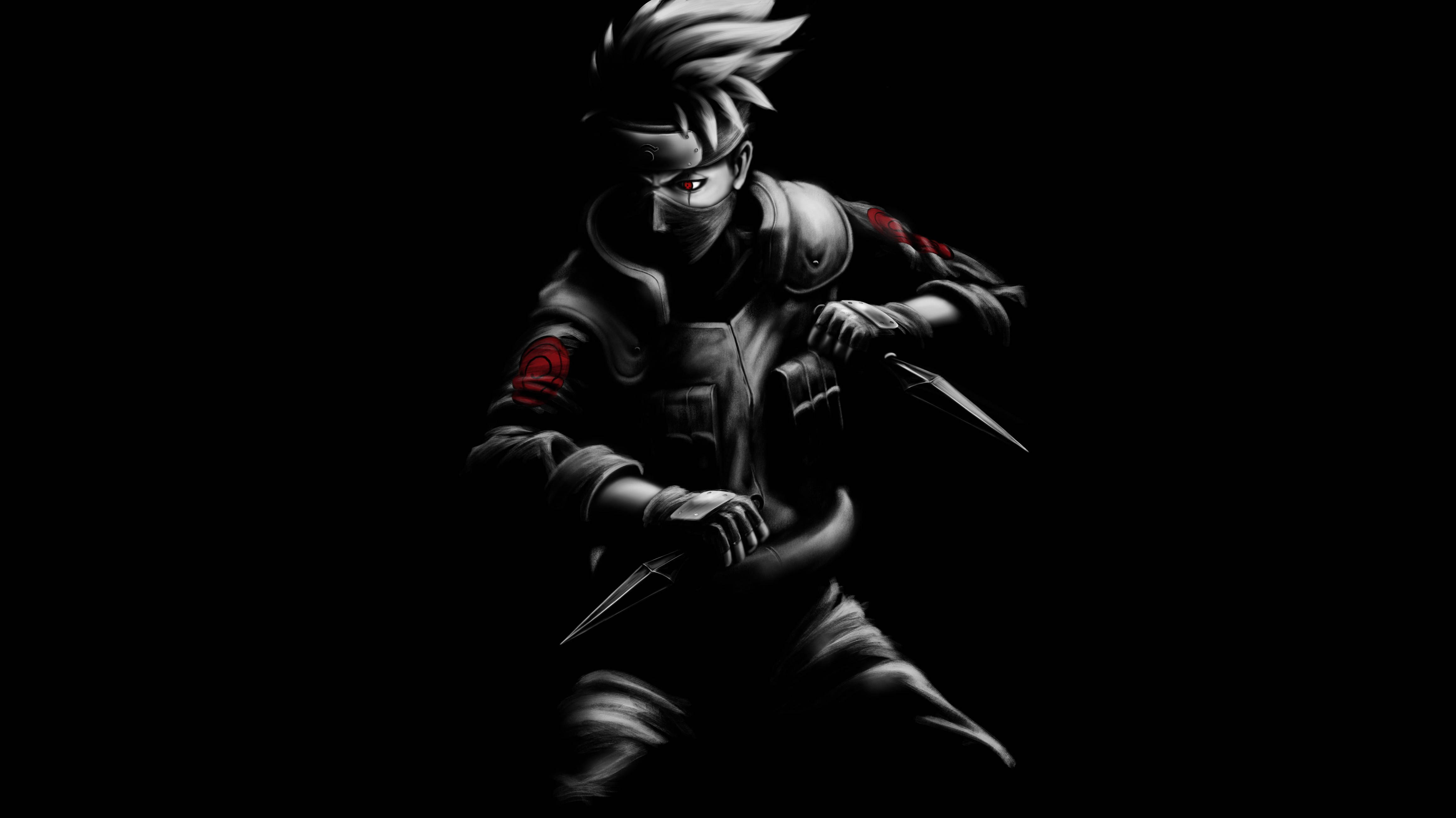 Kakashi Mweusi Naruto 4K Picha ya Ukuta