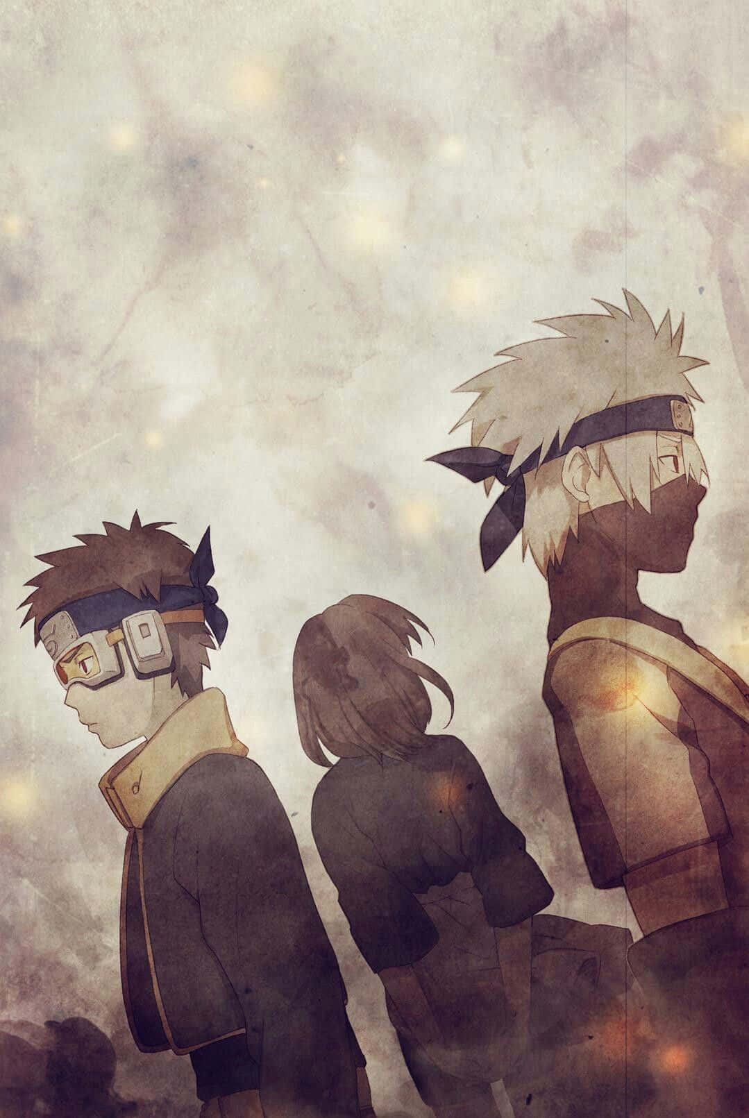 Kakashi na Obito pamoja na Rin Picha ya Ukuta