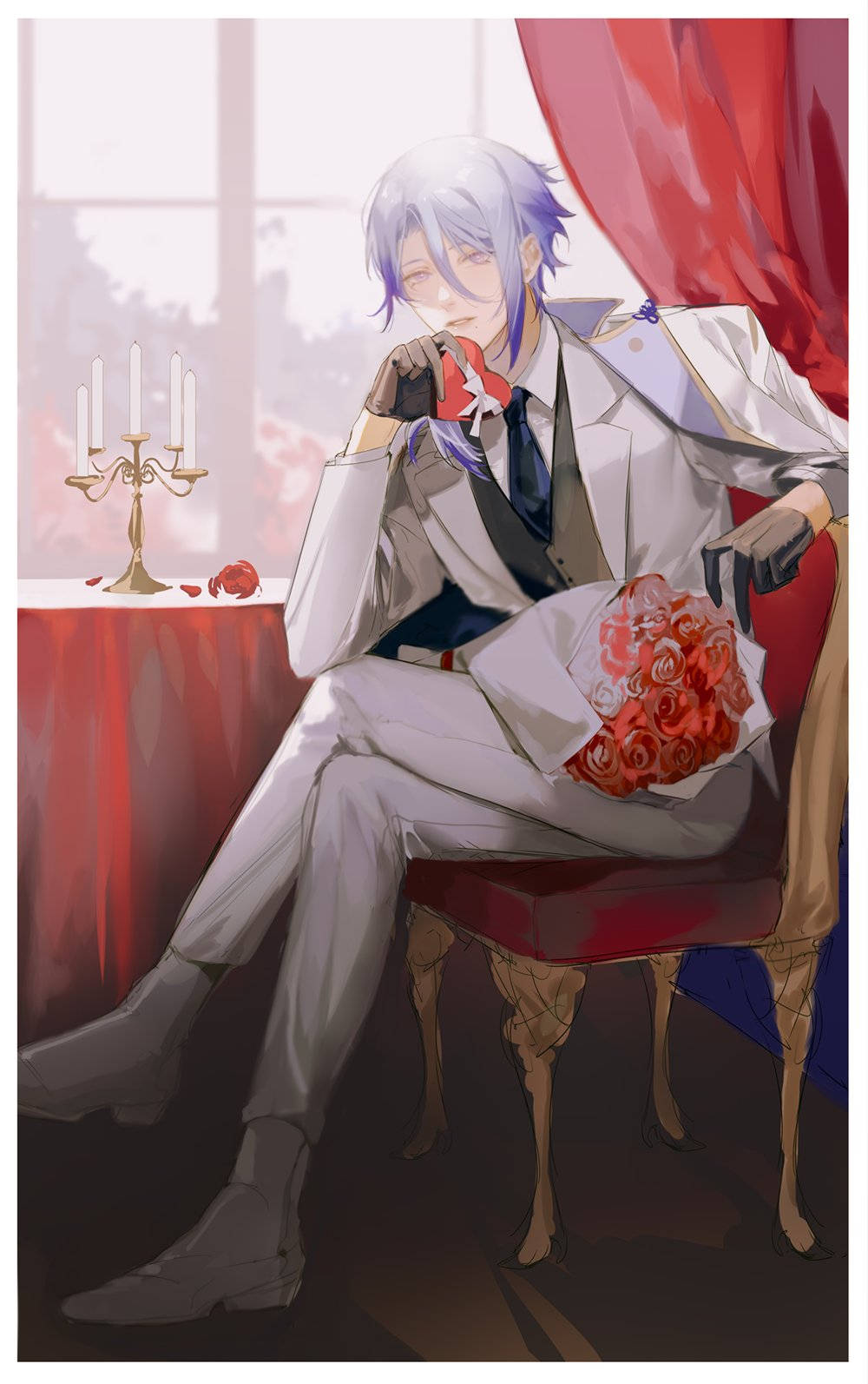 Kamisato Ayato Romantic Date Picha ya Ukuta