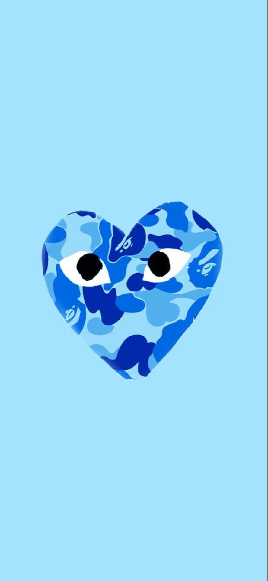 kamuflaji ya bluu yenye moyo na macho Picha ya Ukuta
