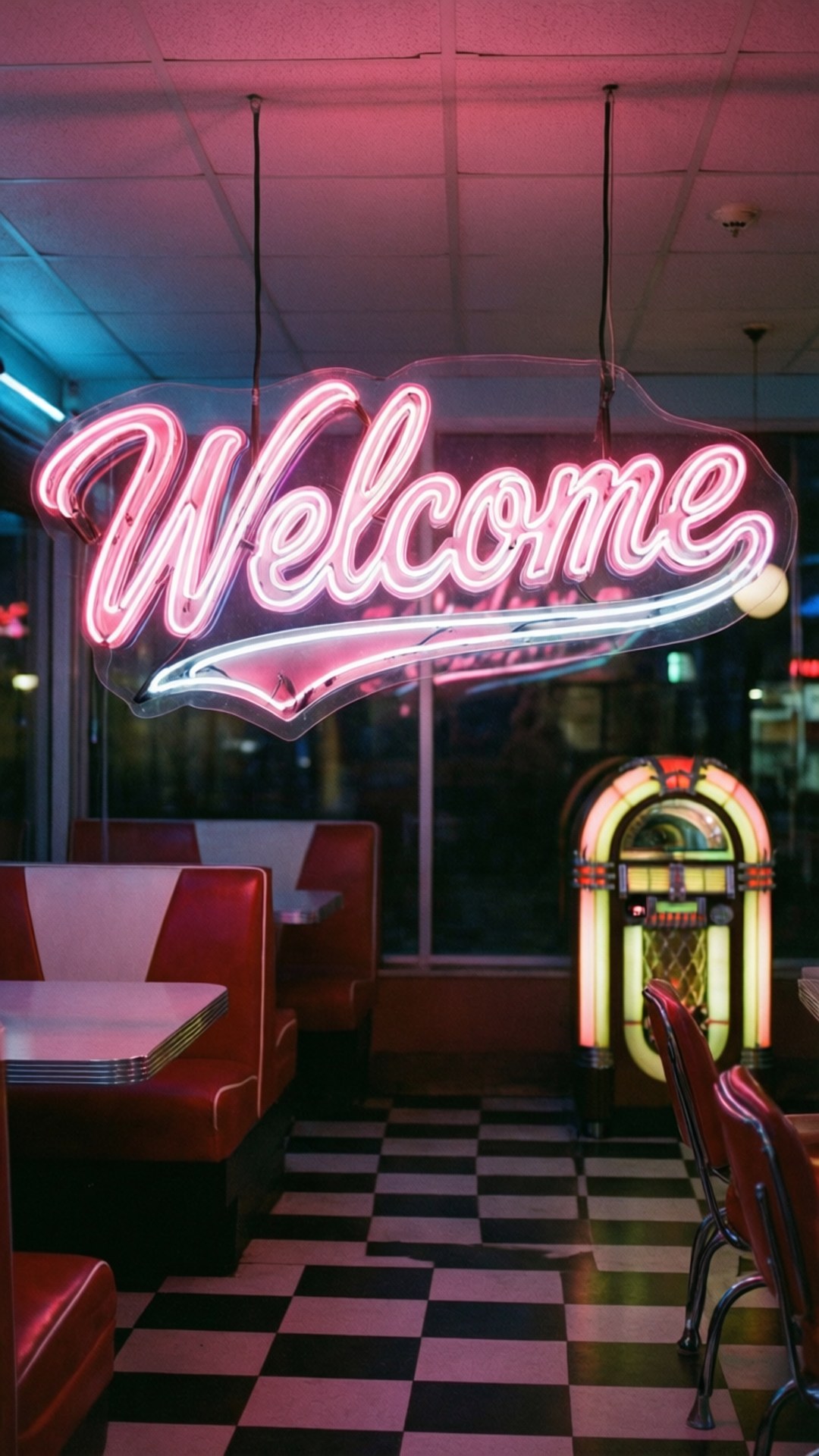 Karabati ya Neon ya Kukaribisha Picha ya Ukuta