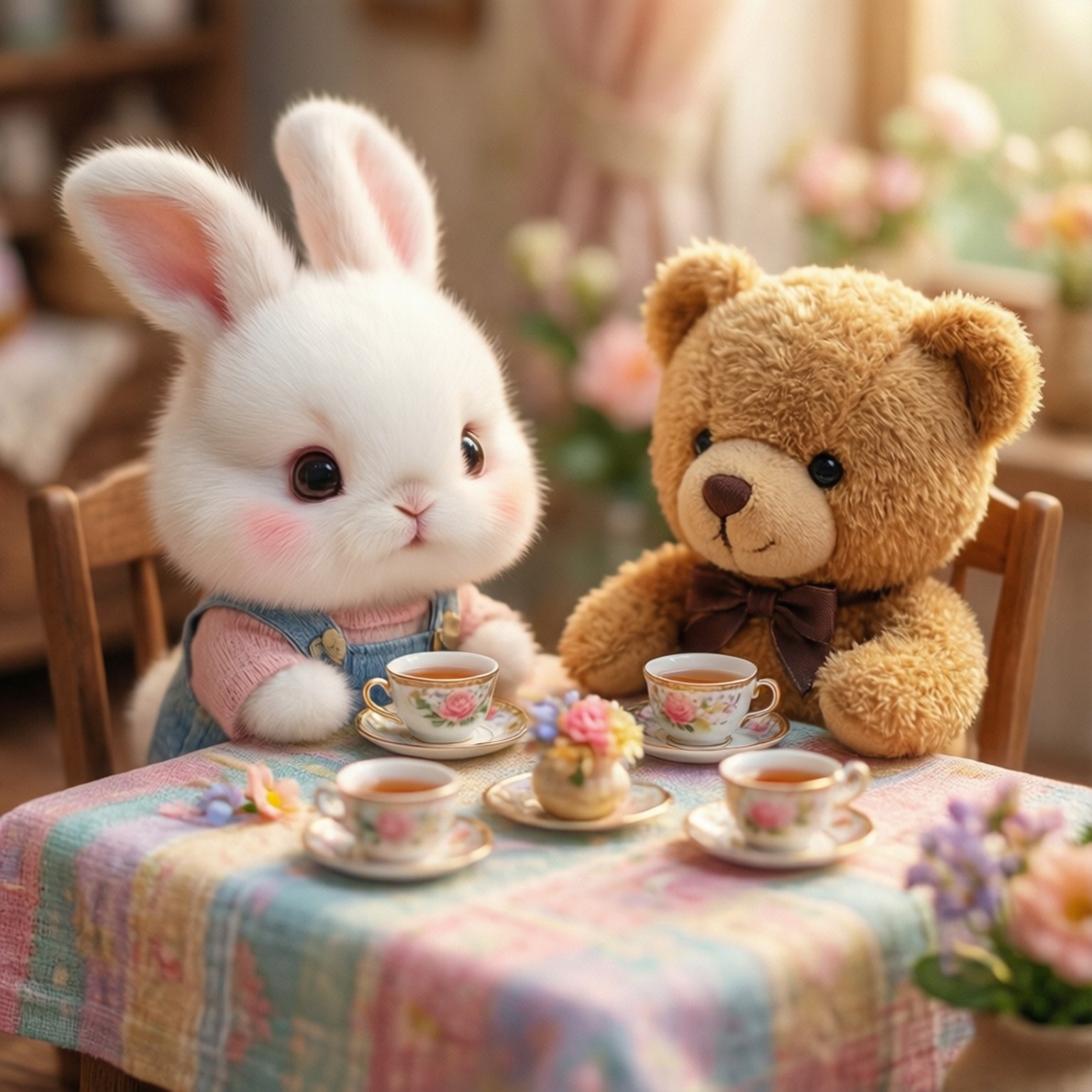 Karamu ya Chai ya Teddy Bear Picha ya Ukuta