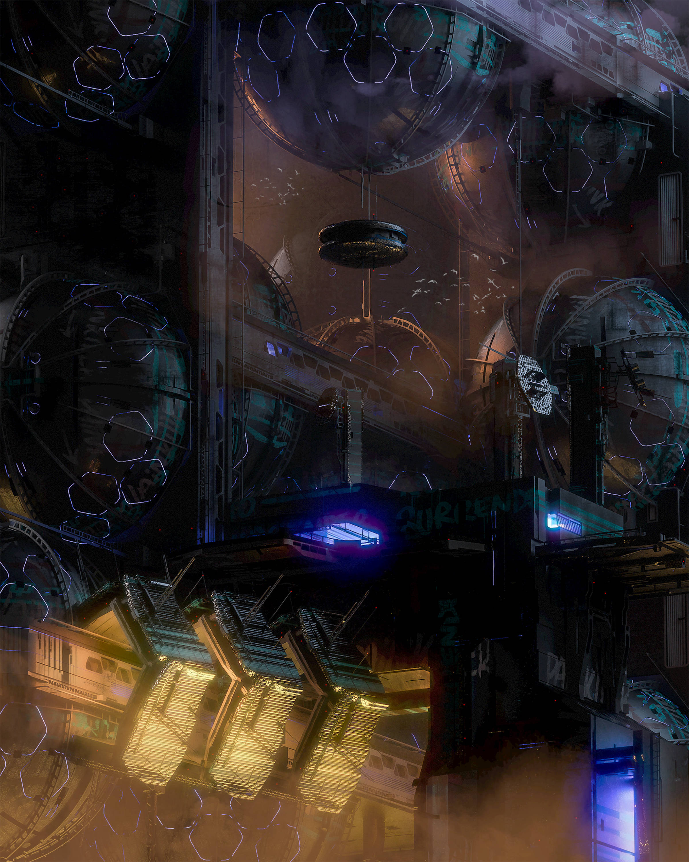 Karibu Cyberpunk | Jengo la Baadaye Picha ya Ukuta