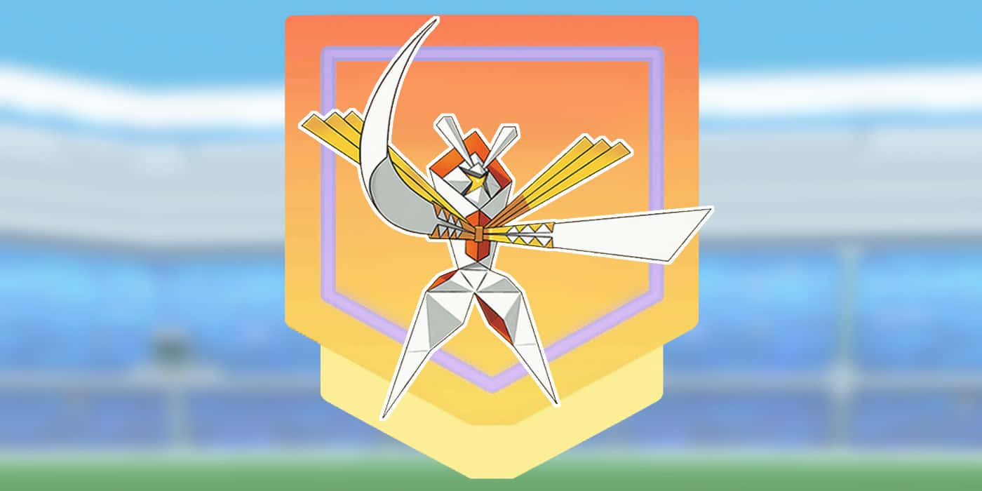 Kartana Pokemon kwenye Mandharinyuma ya Rangi ya Chungwa Picha ya Ukuta