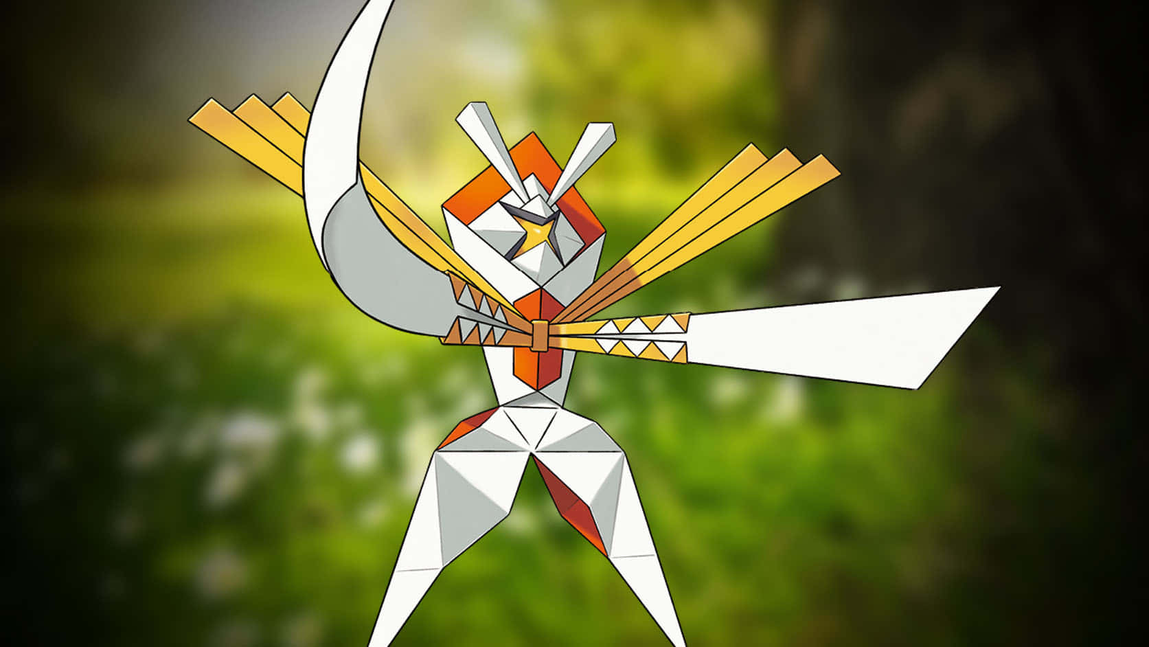 Kartana Pokemon Pamoja na Mandhari ya Asili Picha ya Ukuta
