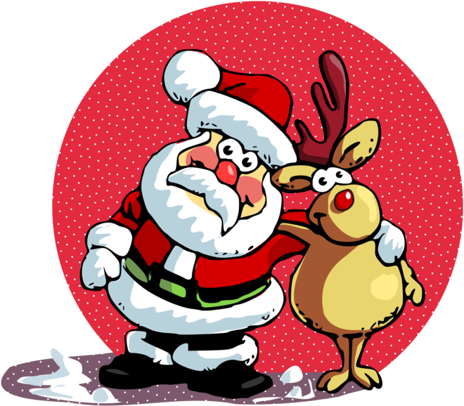 Katuni ya Santa na Kulungu Picha ya Ukuta