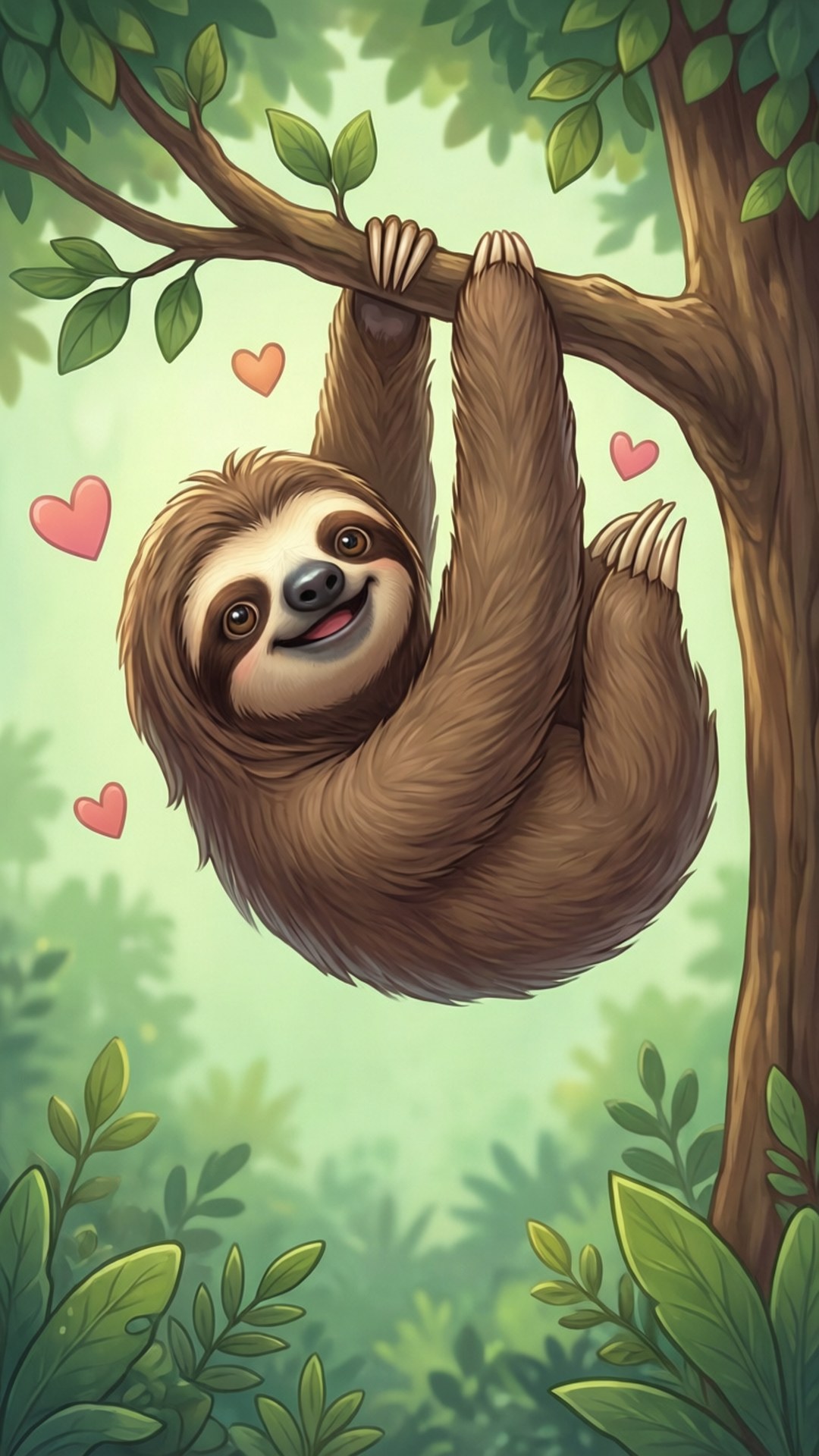 Kawaii Sloth Inayoning'inia Picha ya Ukuta