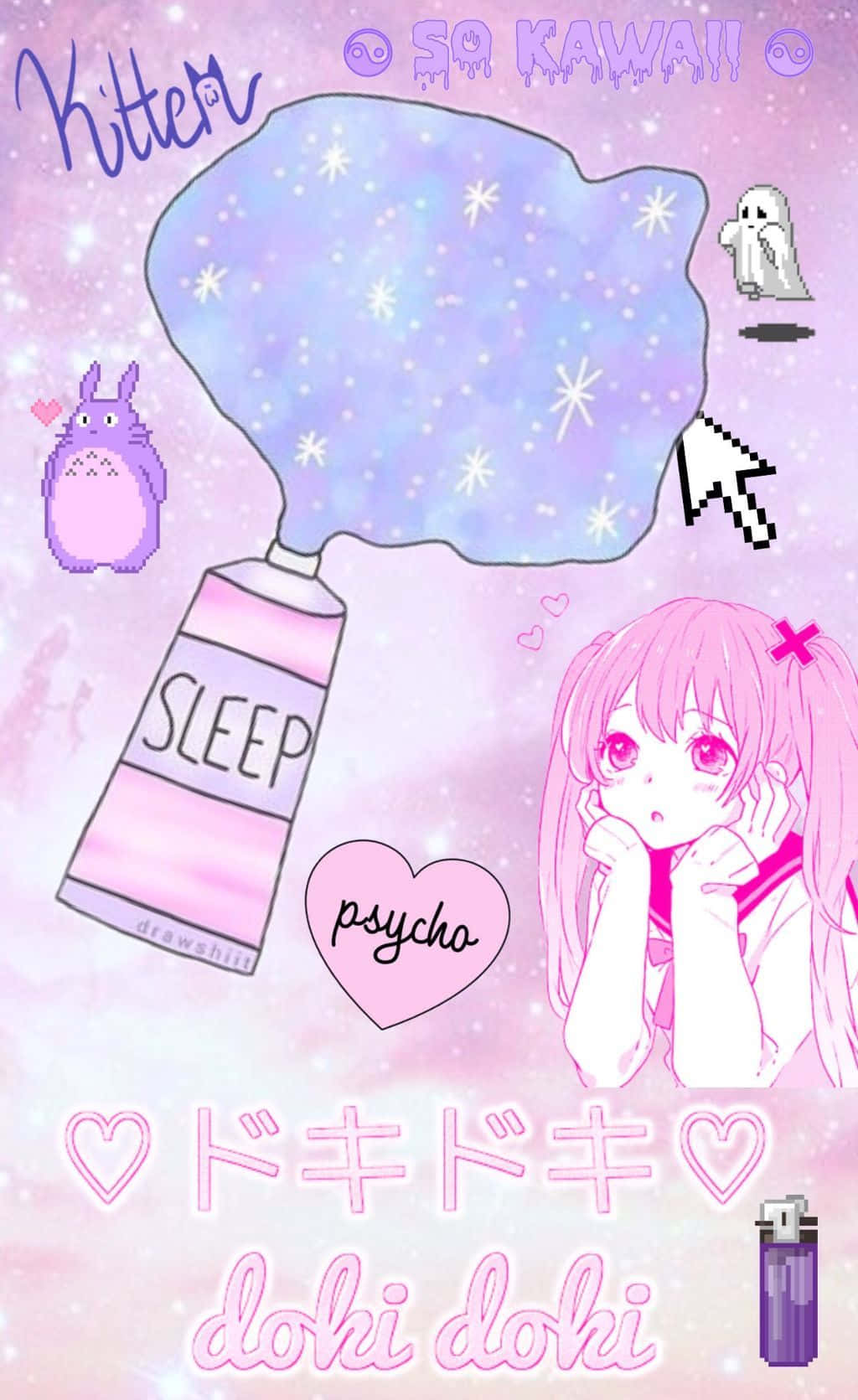 Kawaii ya Gothic ya Rangi za Pasta Picha ya Ukuta