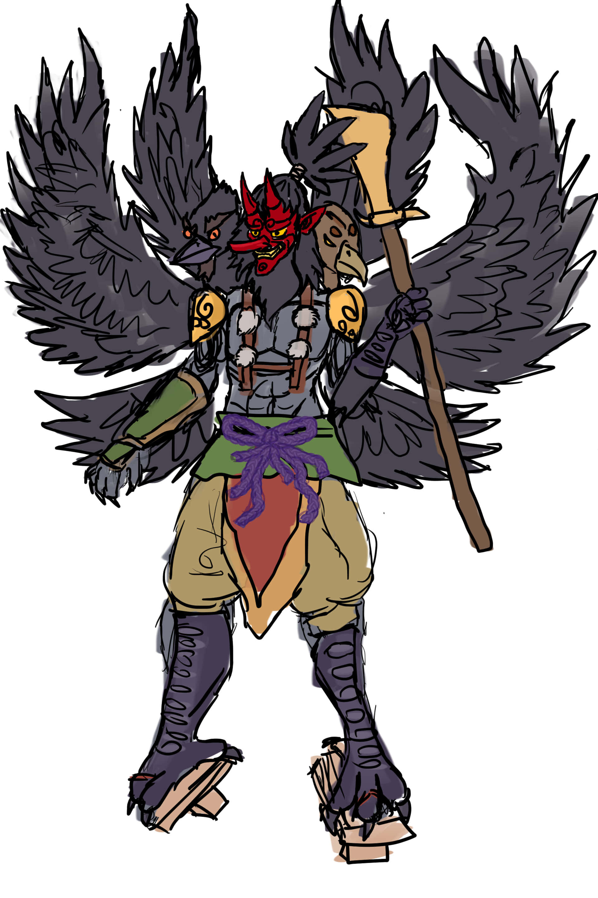 Kazi ya Kipekee ya Tengu ya Kuvutia Picha ya Ukuta