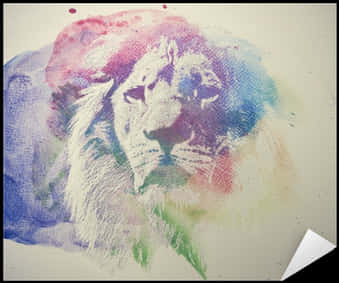 Kazi ya Sanaa ya Simba yenye Rangi za Maji Picha ya Ukuta