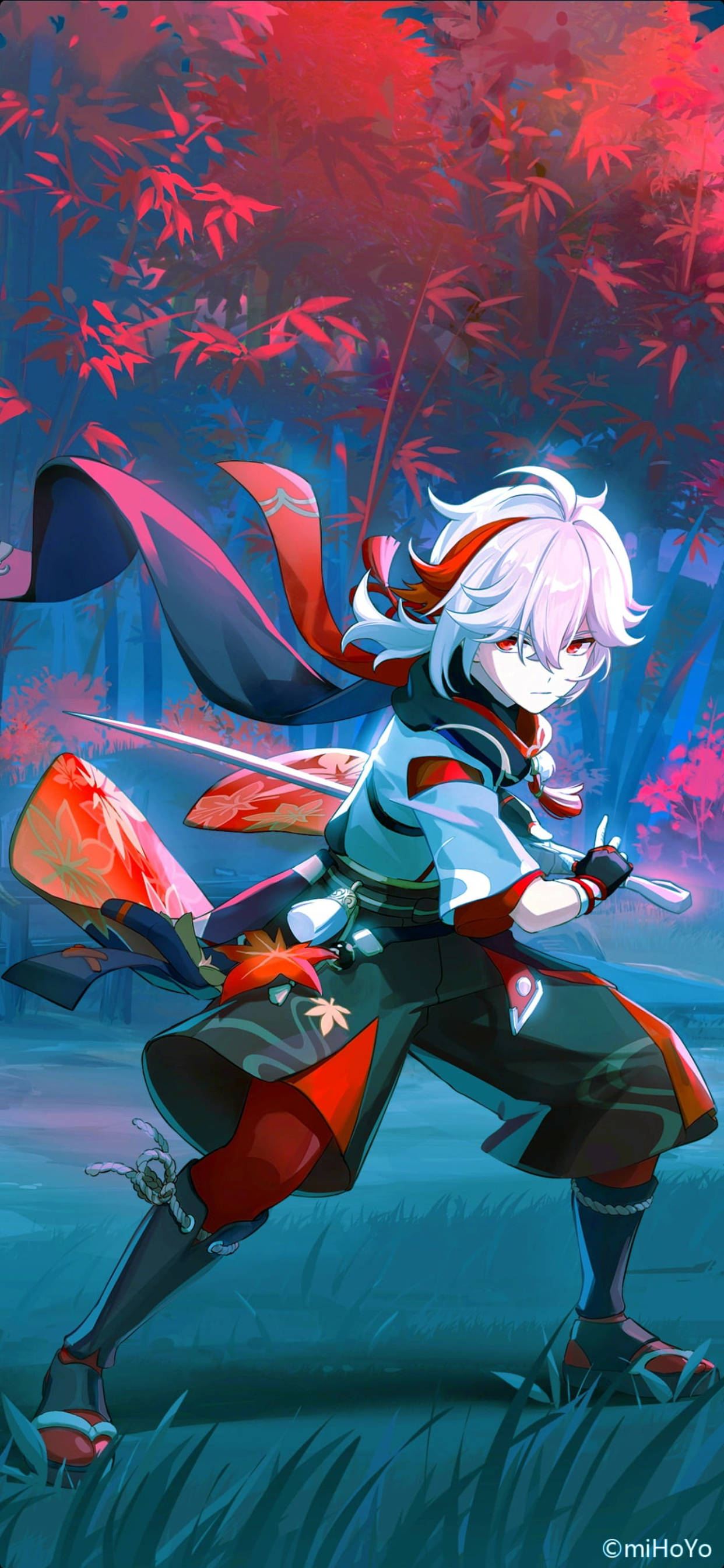 Kazuha Kwenye Mche wa Genshin Impact Picha ya Ukuta