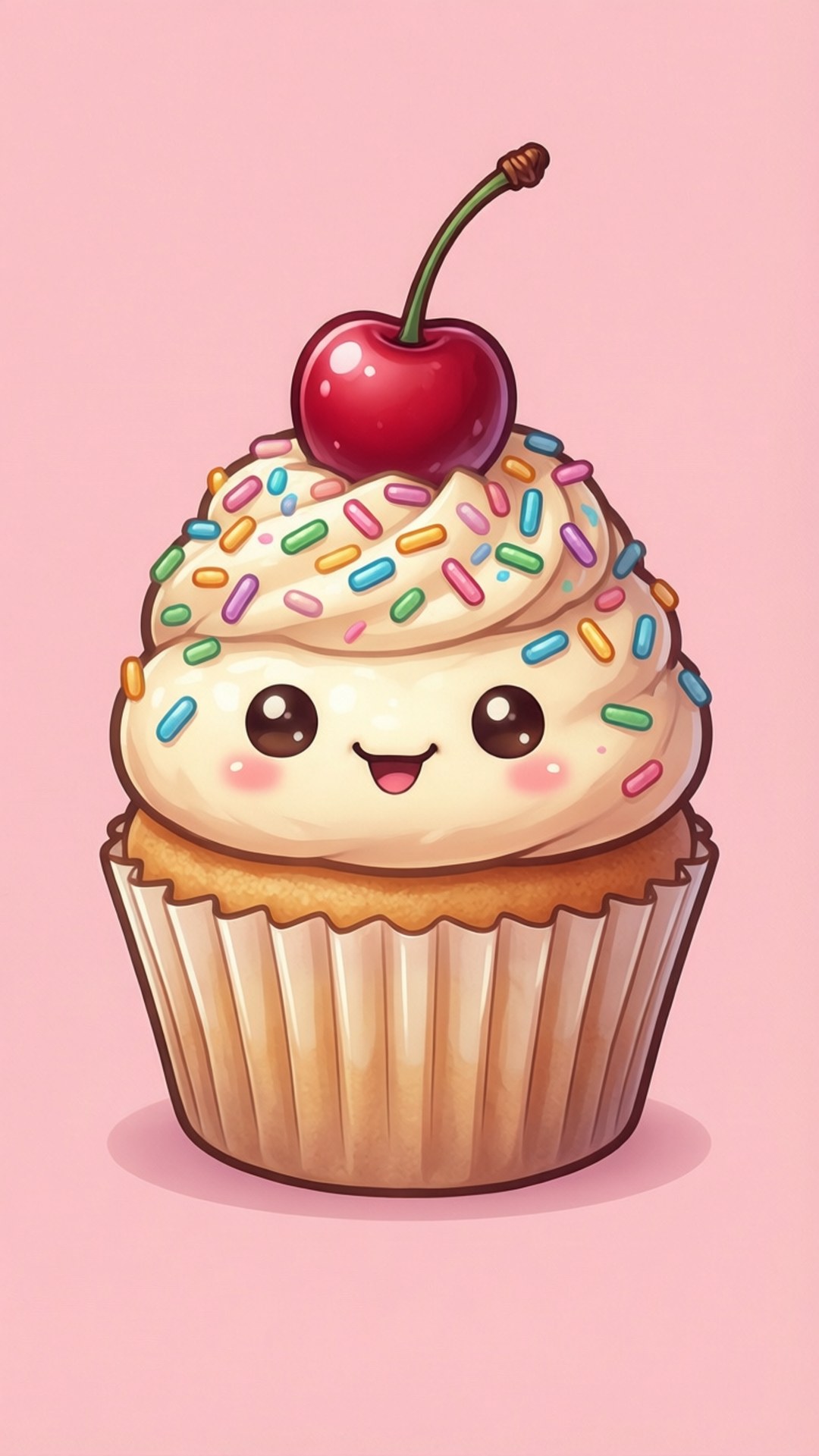 Keki Ndogo ya Kawaii na Smaile Picha ya Ukuta