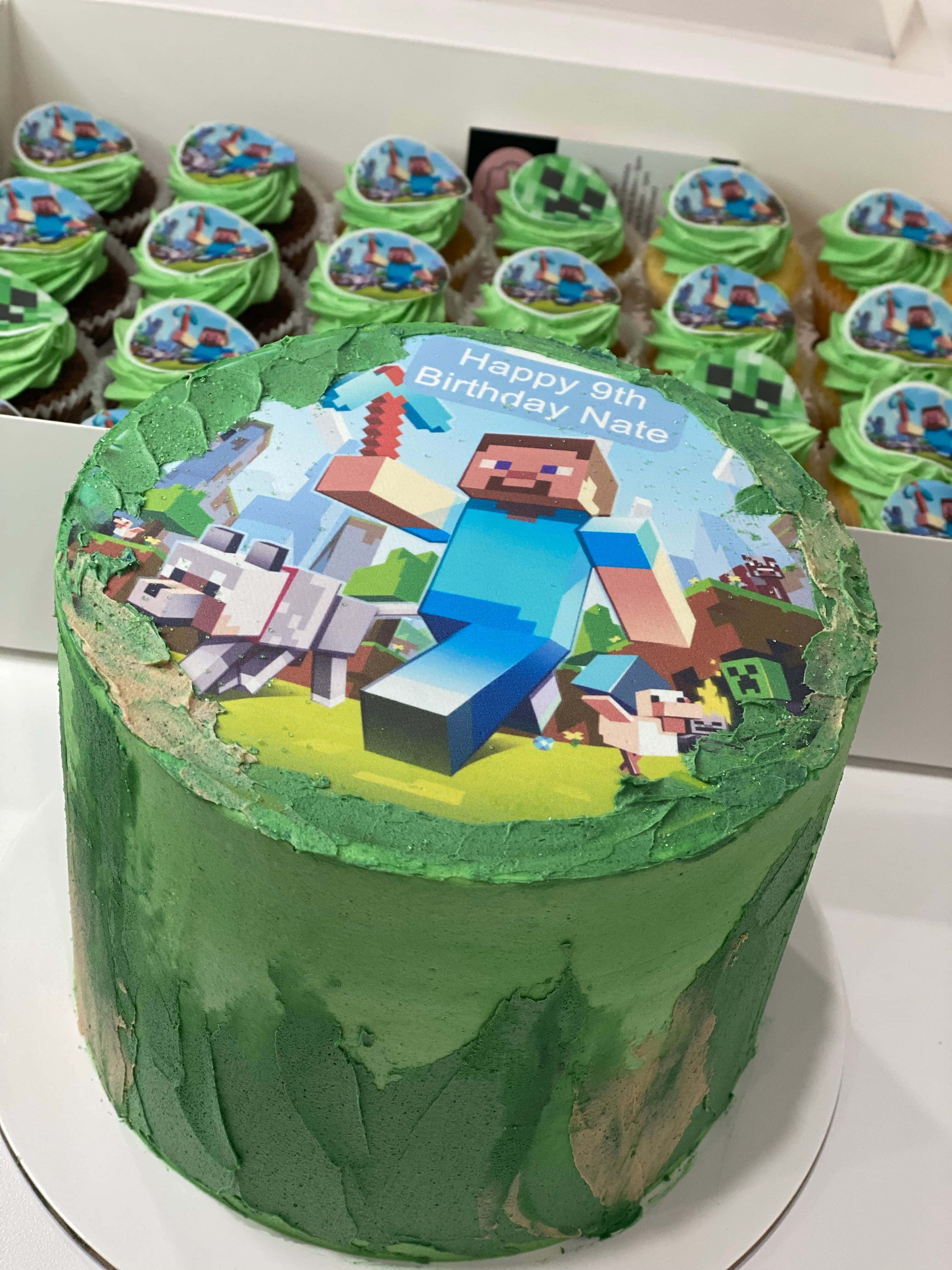 keki ya siku ya kuzaliwa ya minecraft Picha ya Ukuta