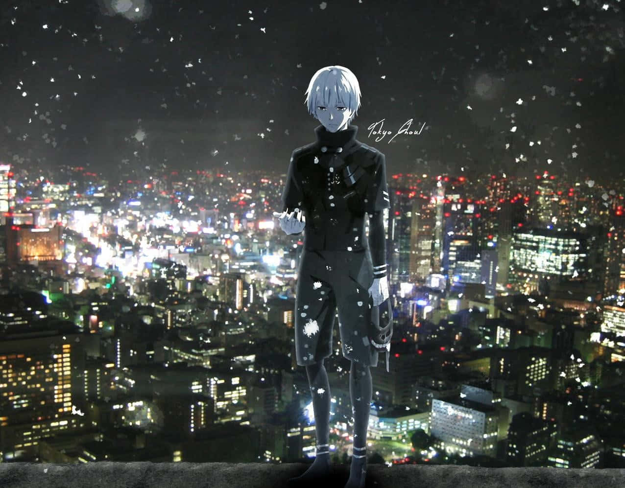 Ken Kaneki Katika Mji Tokyo Ghoul Anime Picha ya Ukuta