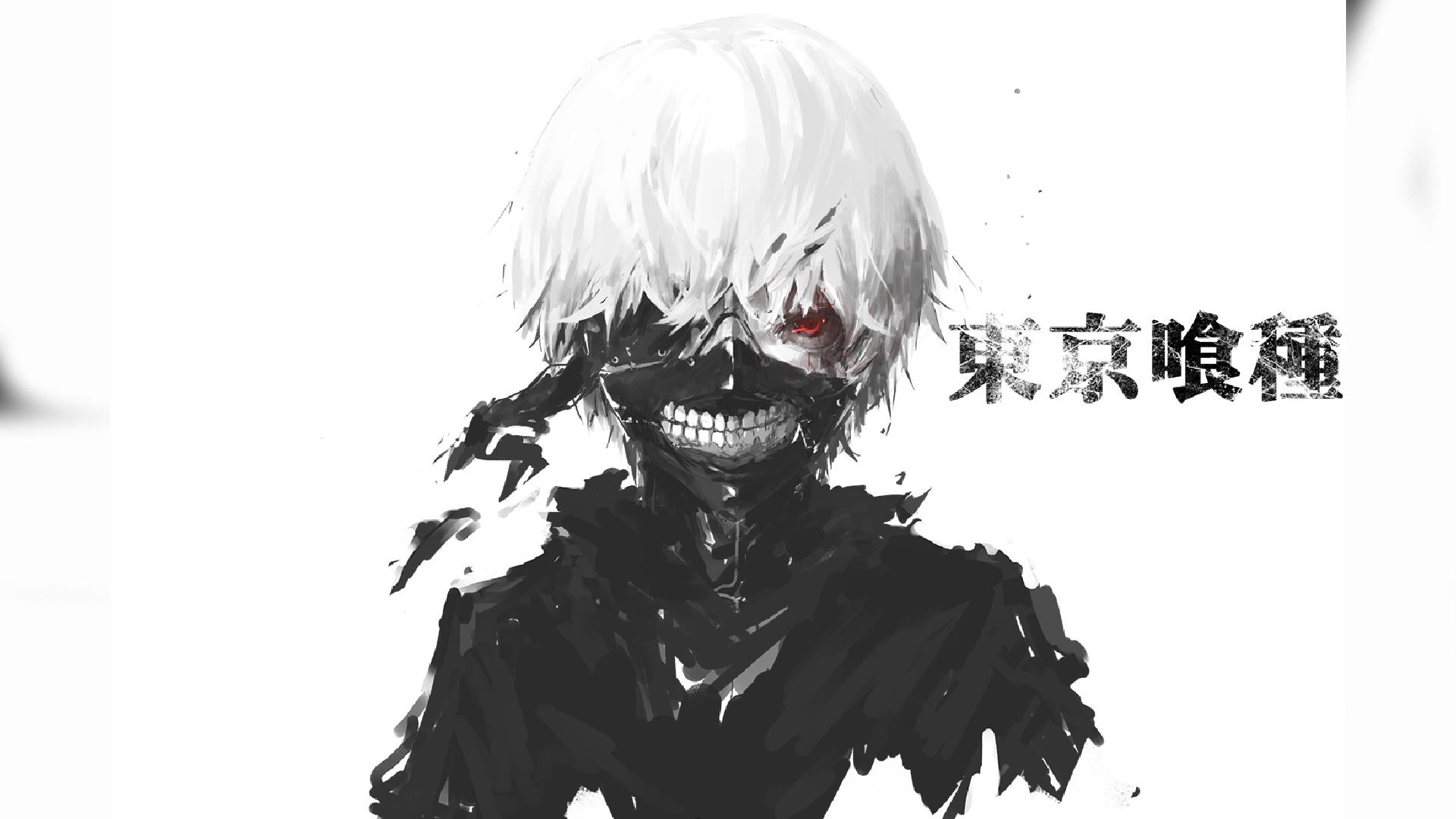 Ken Kaneki Mweupe wa Tokyo Ghoul wa Anime Picha ya Ukuta