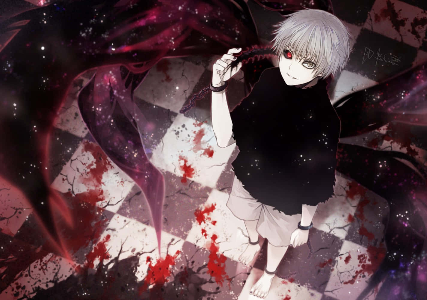 Ken Kaneki Sura ya Jongo Tokyo Ghoul Anime Picha ya Ukuta