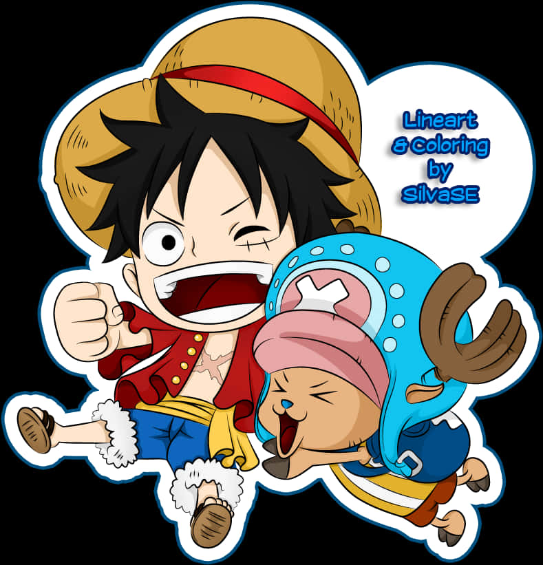 Kibandiko cha Uhuishaji cha Luffy na Chopper Picha ya Ukuta