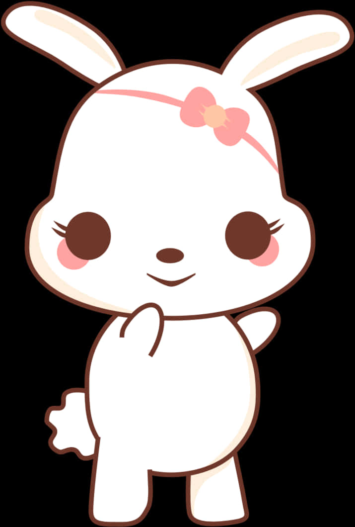 Kibunny Mzuri wa Katuni wa Kawaii Picha ya Ukuta