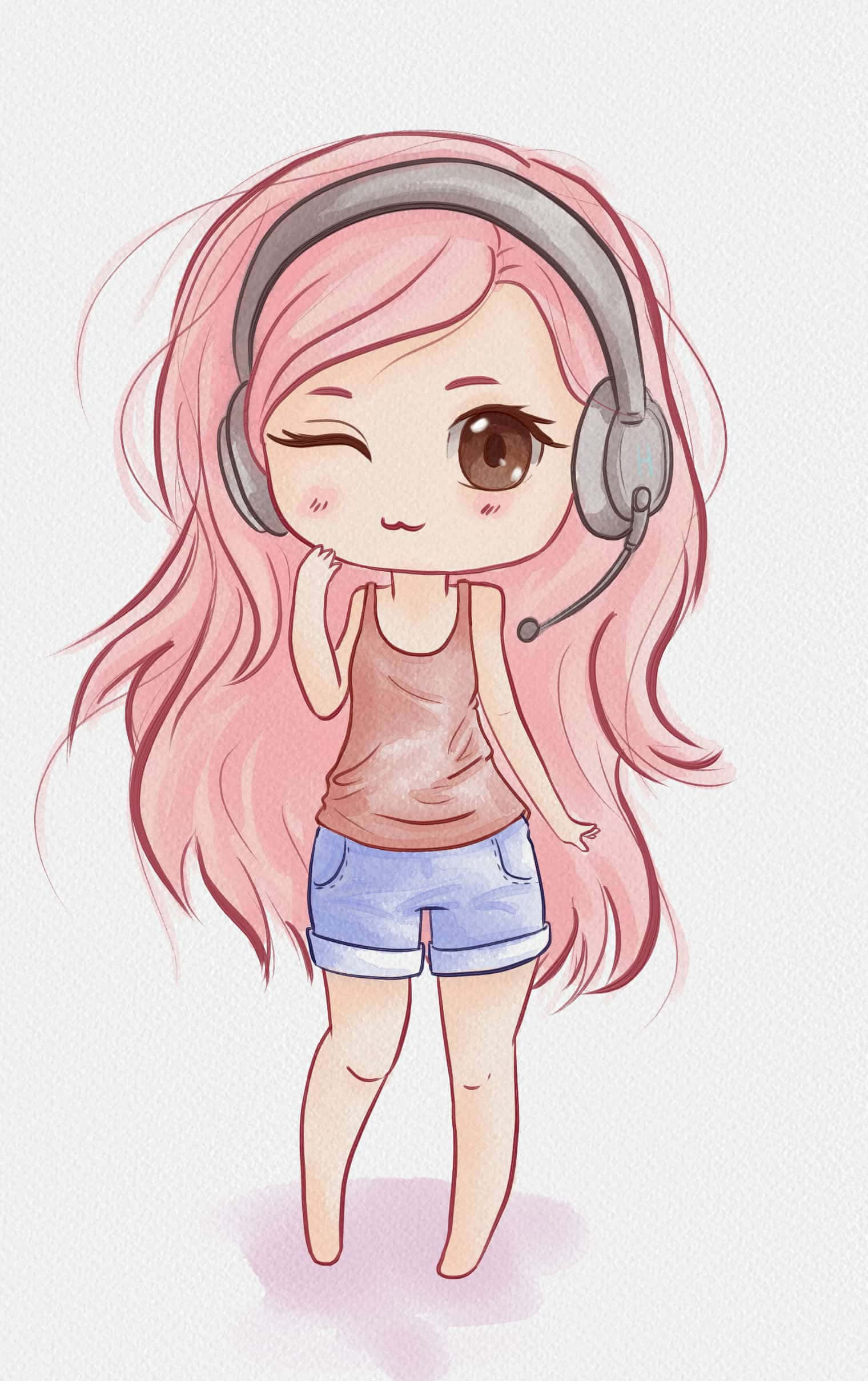 Kichara cha Chibi Mwenye Mwonekano Mzuri Picha ya Ukuta
