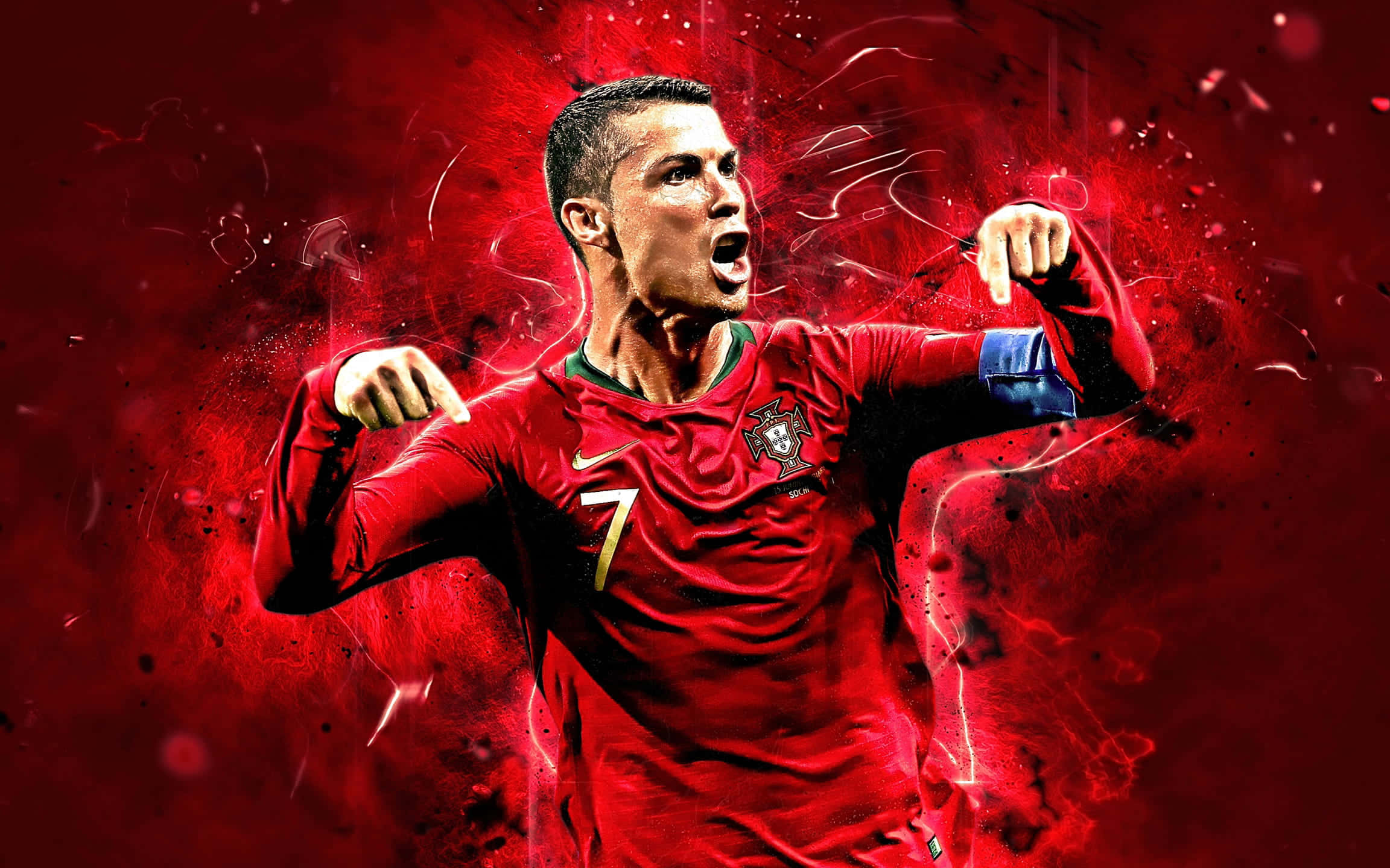 Kichwa: Cristiano Ronaldo akitawala uwanjani kwa hatua Picha ya Ukuta