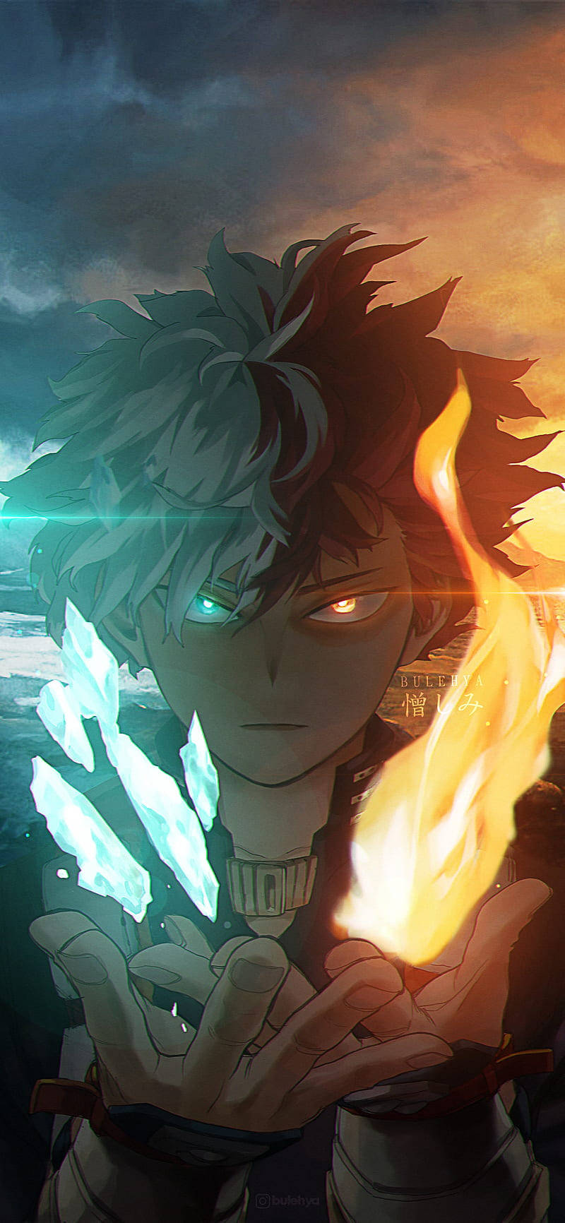 Kichwa: Nguvu ya Kipekee Trifecta: Deku, Todoroki na Bakugou Picha ya Ukuta