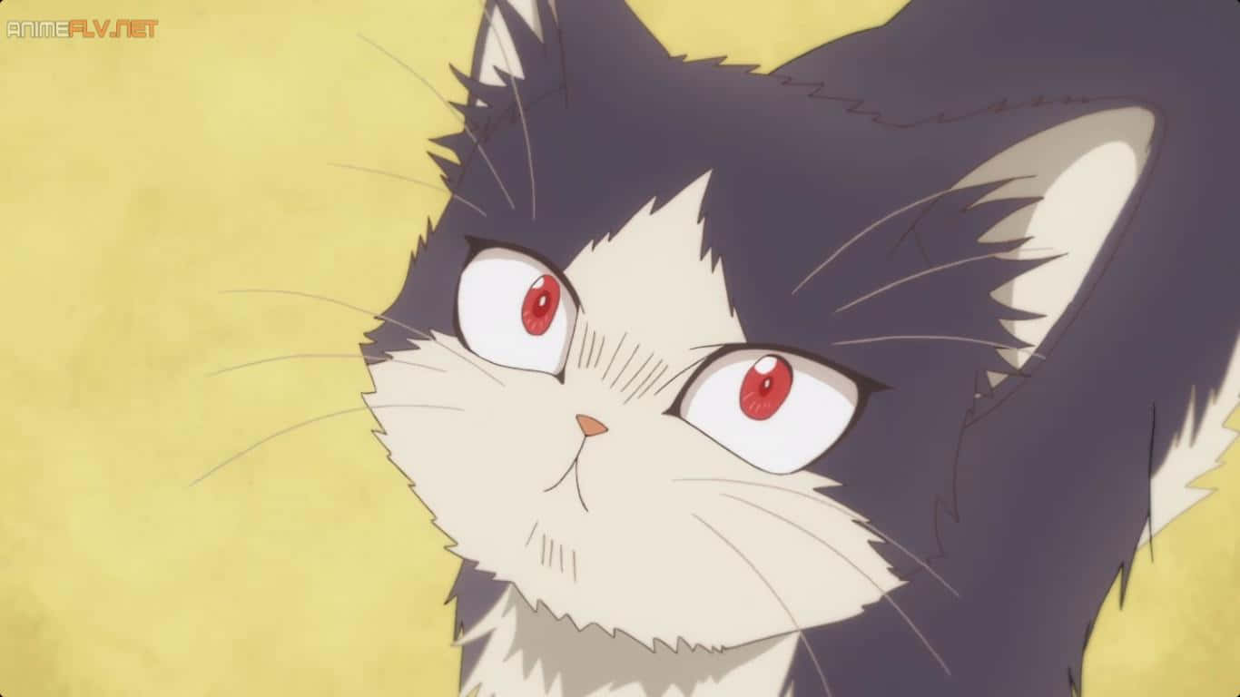 Kichwa: Picha ya anime ya Japani ya mwanamume mdogo anashiriki wakati wa amani na kitu chake cha pet. Picha ya Ukuta
