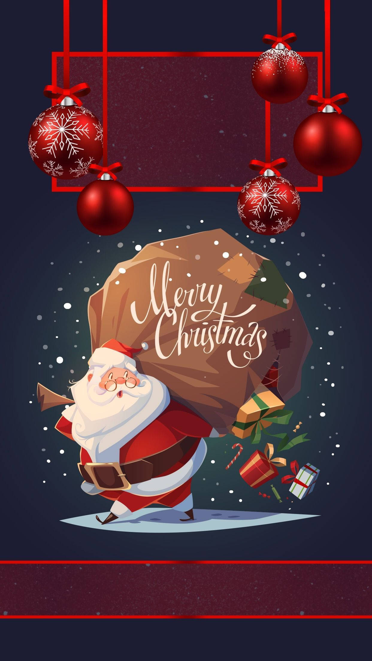 Kichwa: Santa Claus Akitoa Zawadi za Krismasi - Picha ya Ukuta ya iPhone Picha ya Ukuta