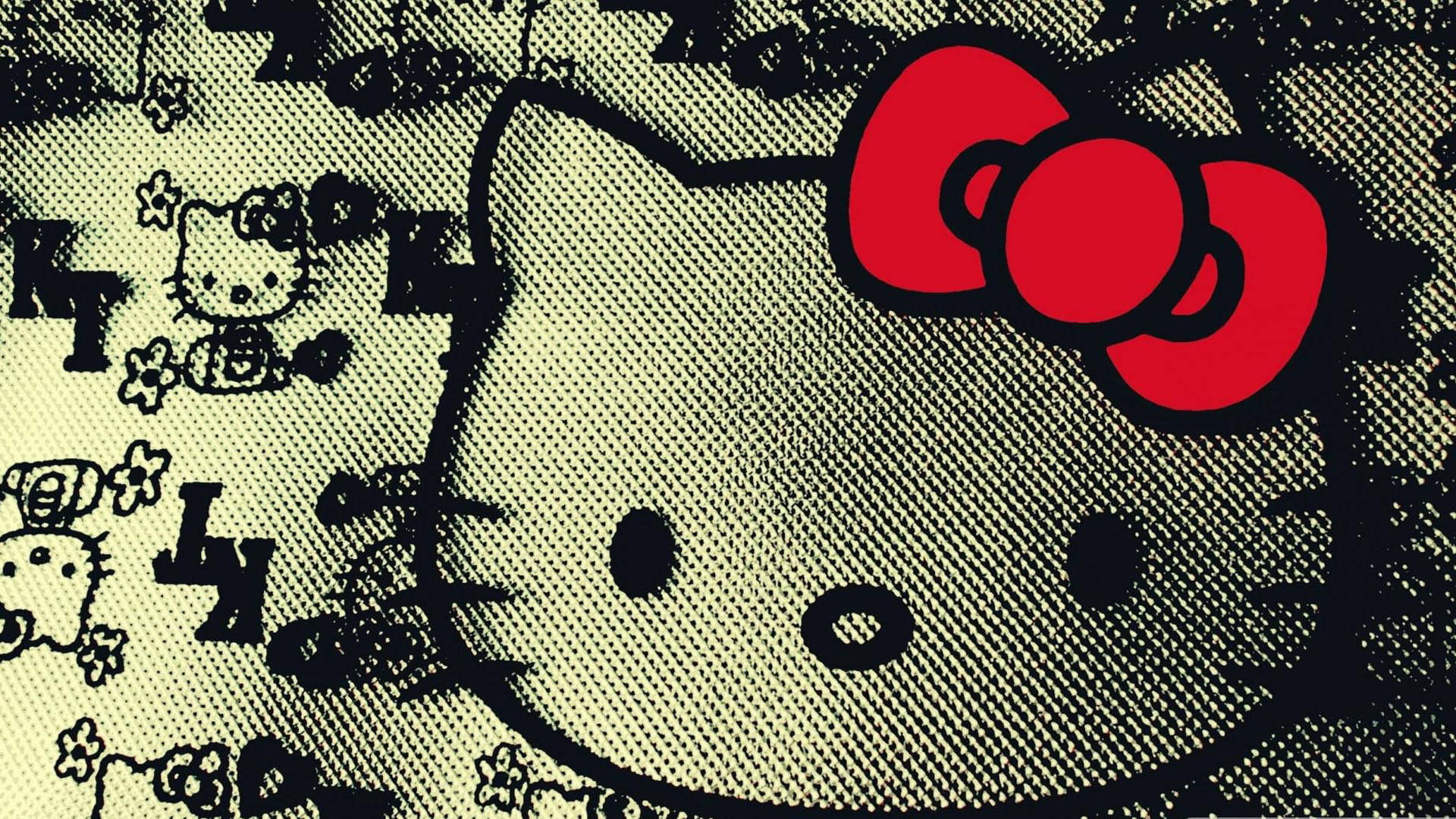 Kichwa: Ukuta wa Kisanaa wa Hello Kitty Nyeusi Picha ya Ukuta